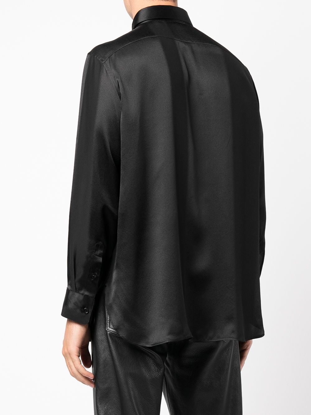 fluid long-sleeve silk shirt - 4