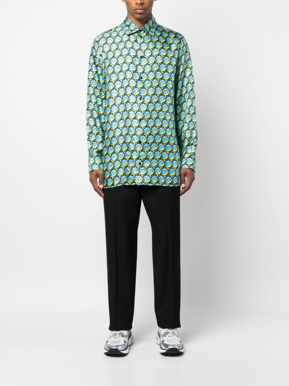 graphic-print satin-finish shirt - 2