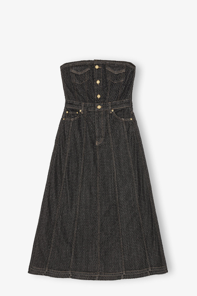 BLACK FLUFFY DENIM CORSAGE DRESS 1