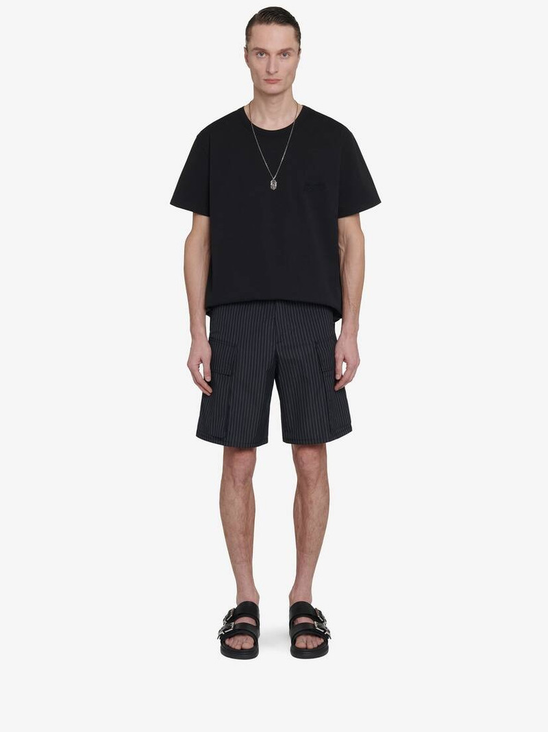 Men's Pinstripe Cargo Shorts in Black/white 1