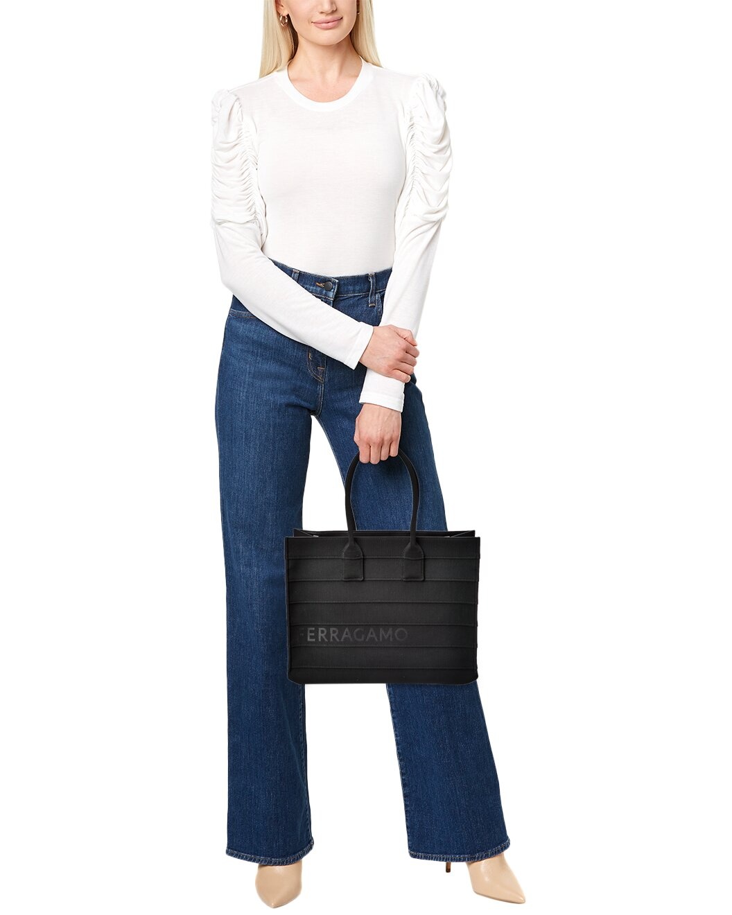 Ferragamo Signature Large Leather-Trim Tote - 4