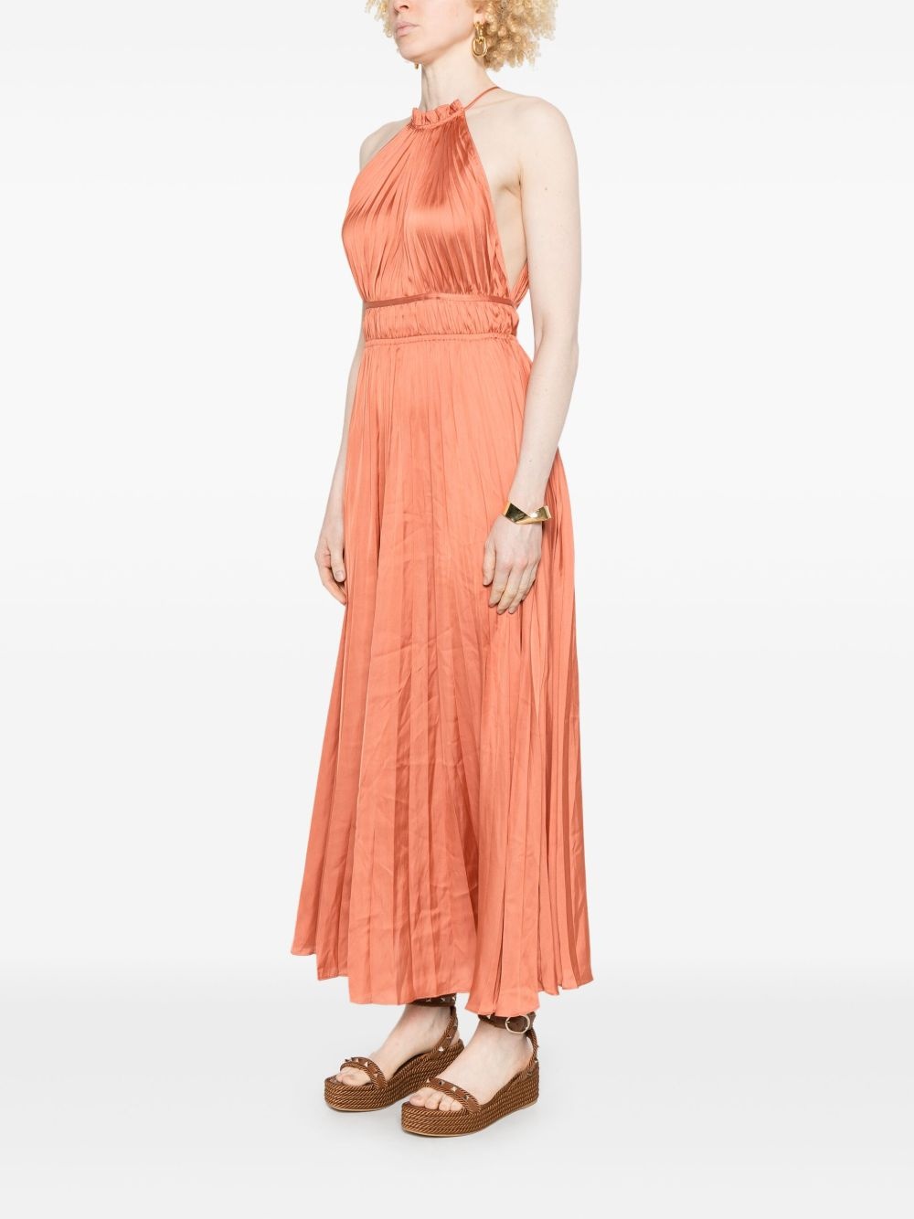 plissé-effect maxi dress - 3