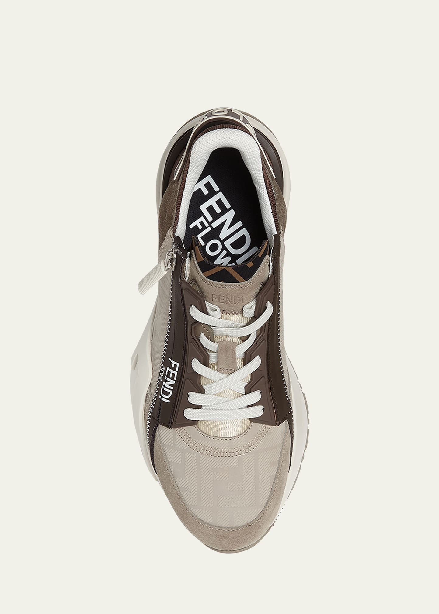 Men's Fendi Flow Nubuck Leather Low-Top Sneakers - 5