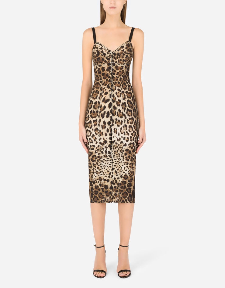 Marquisette calf-length dress with leopard print - 2