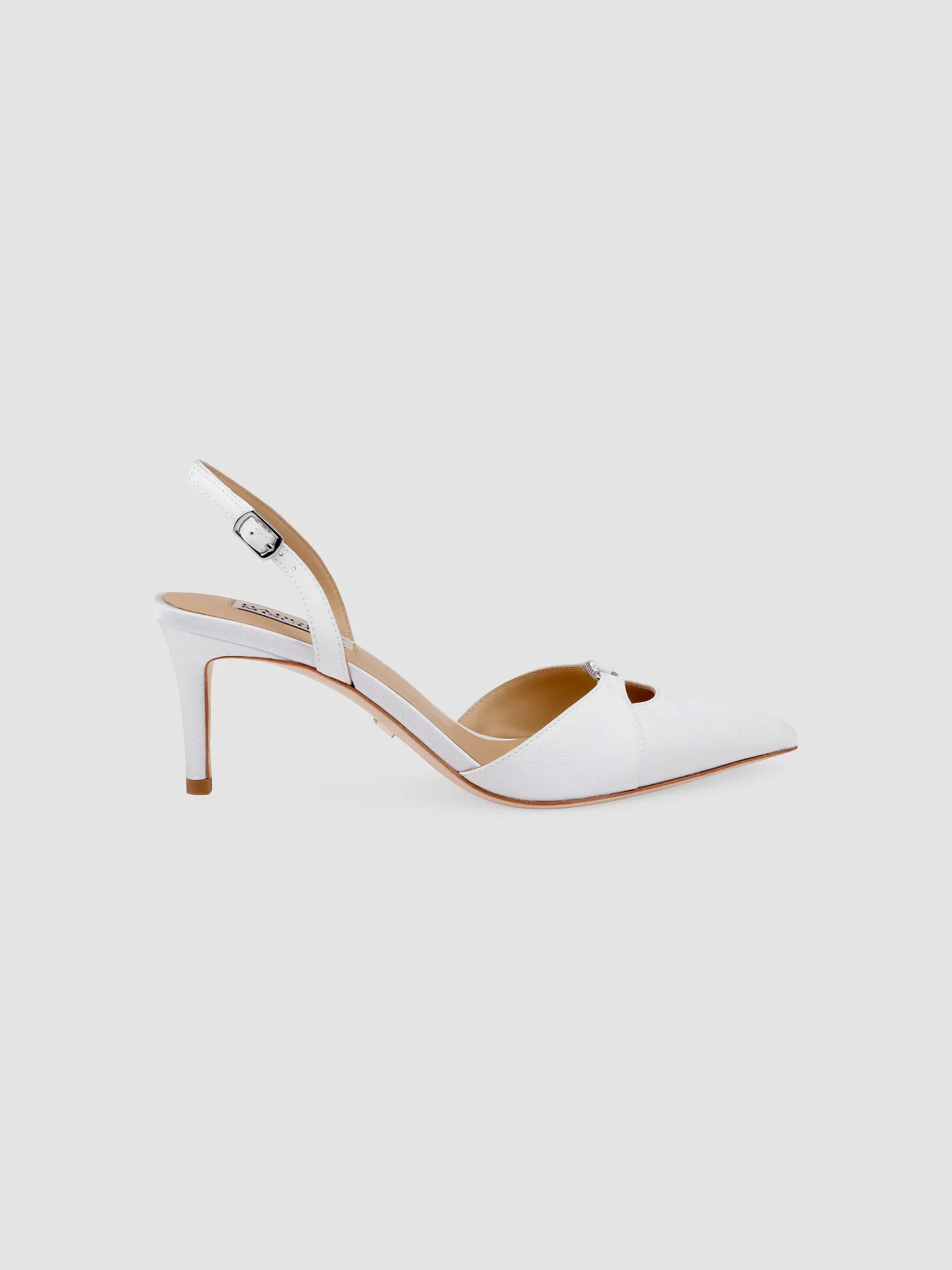 Women's Roger 65MM Embellished Satin Slingback Pumps - White Crepe - 1
