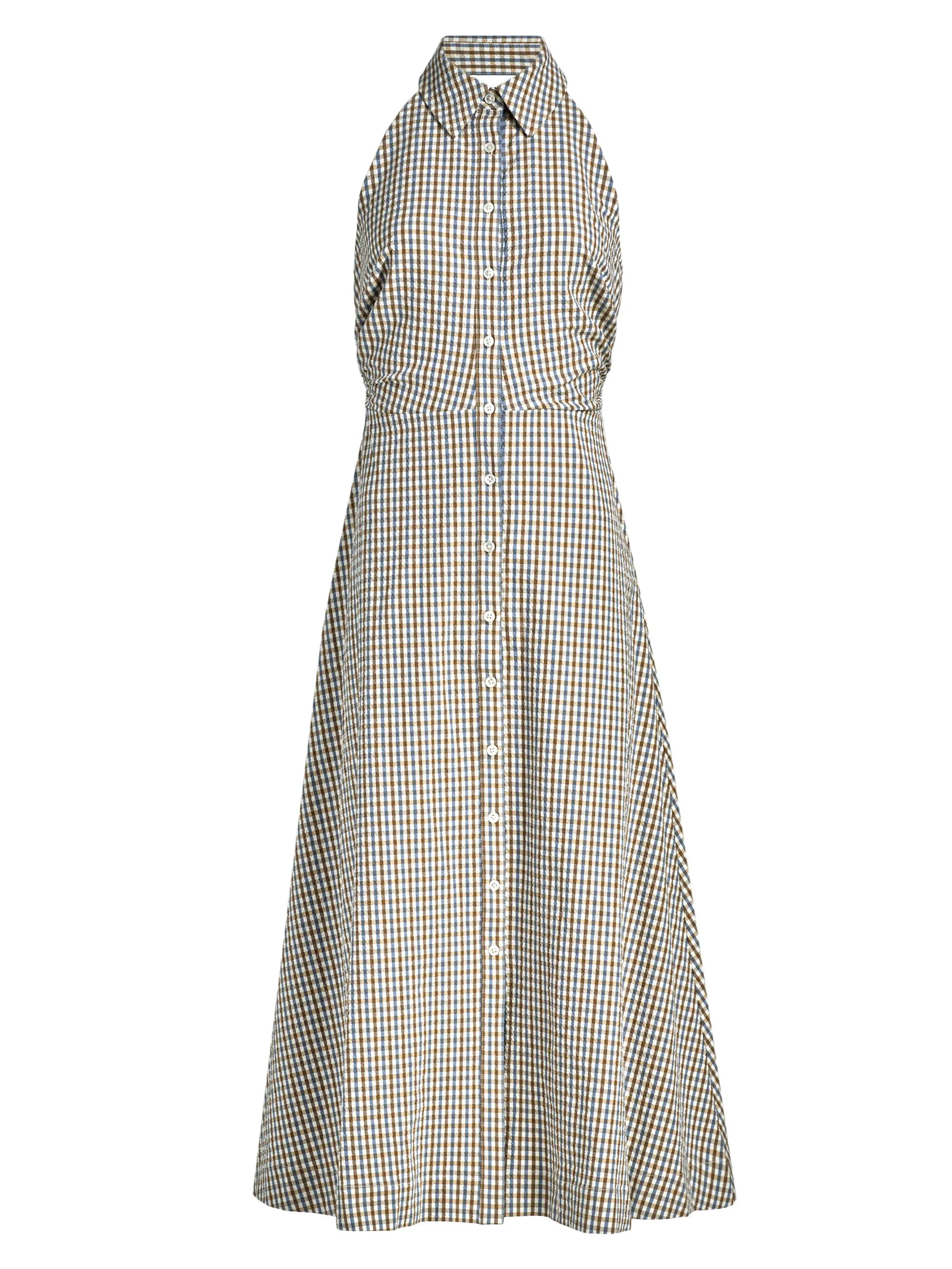 Women's Mackey Gingham Halterneck Midi-Shirtdress - Acorn Multi - 1
