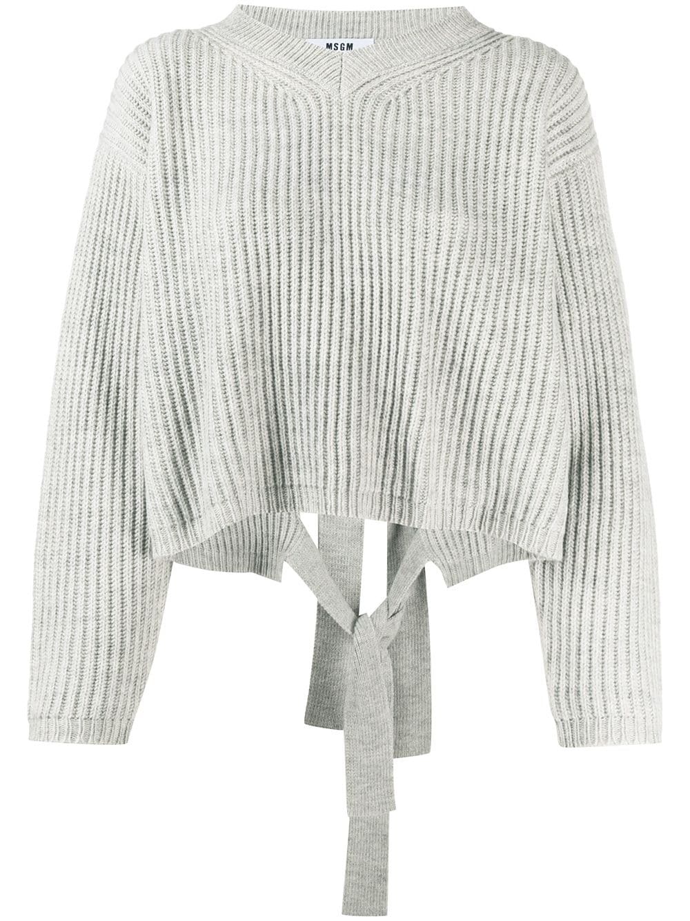 ribbed knit tie fastening jumper - 1