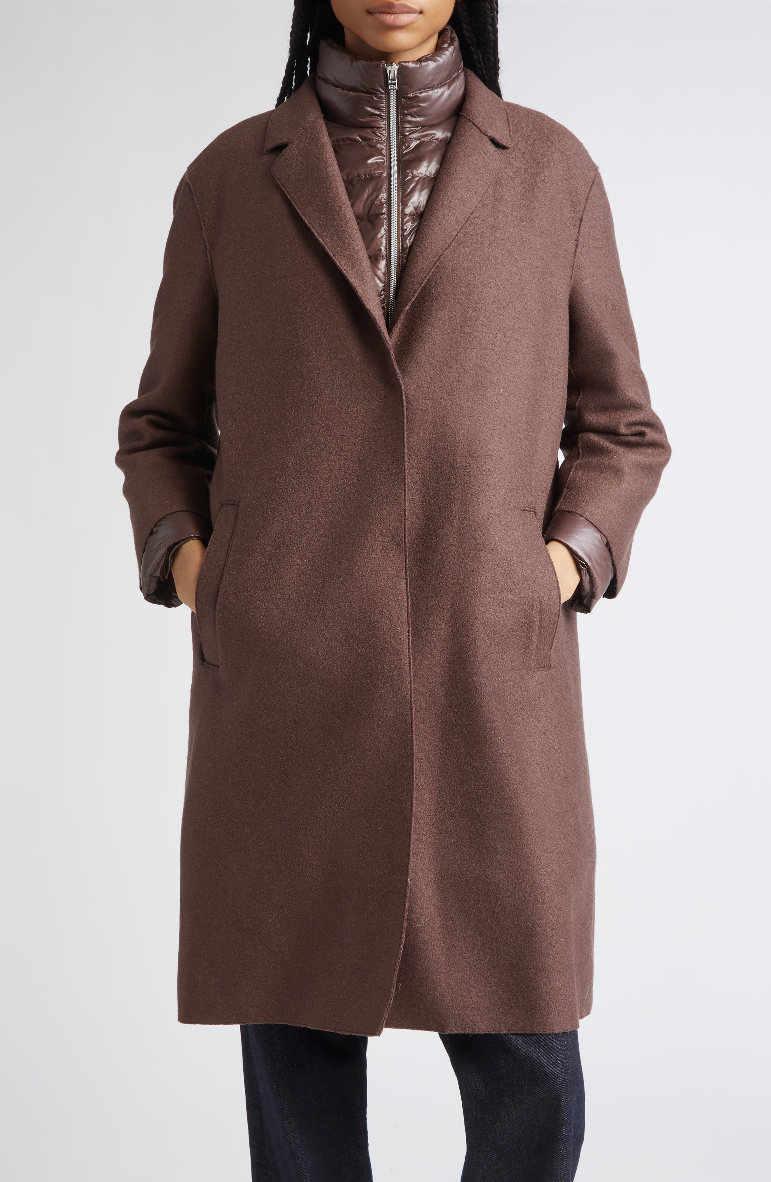 Herno Layered Mixed Media Down Jacket in Fondente at Nordstrom - 1