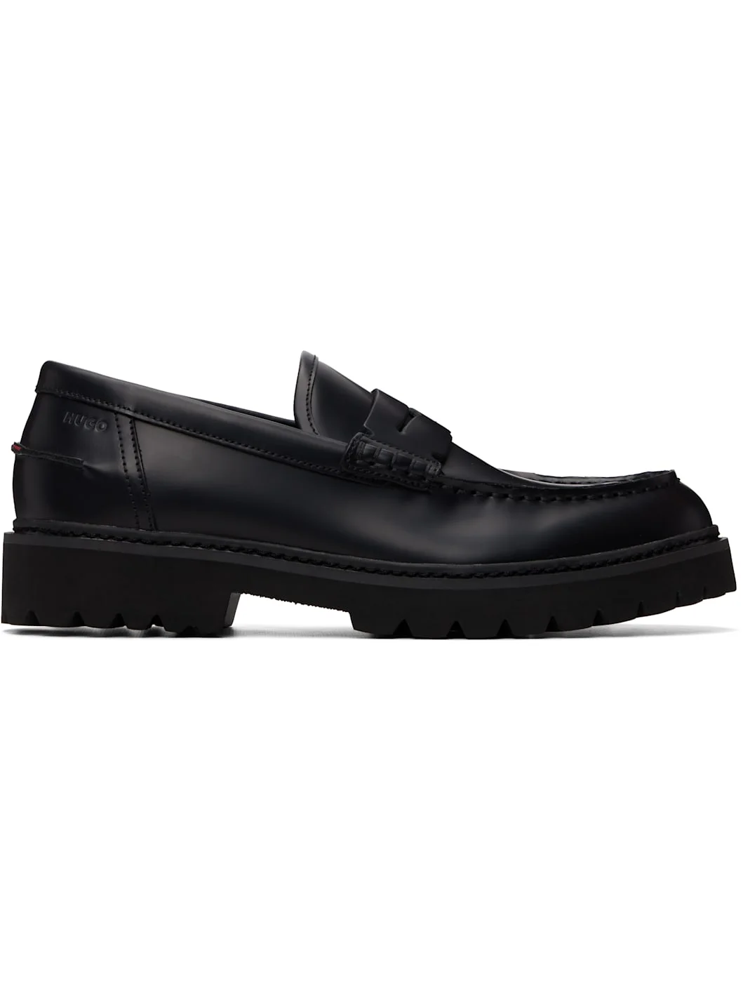 Black Embossed-Logo Loafers - 1