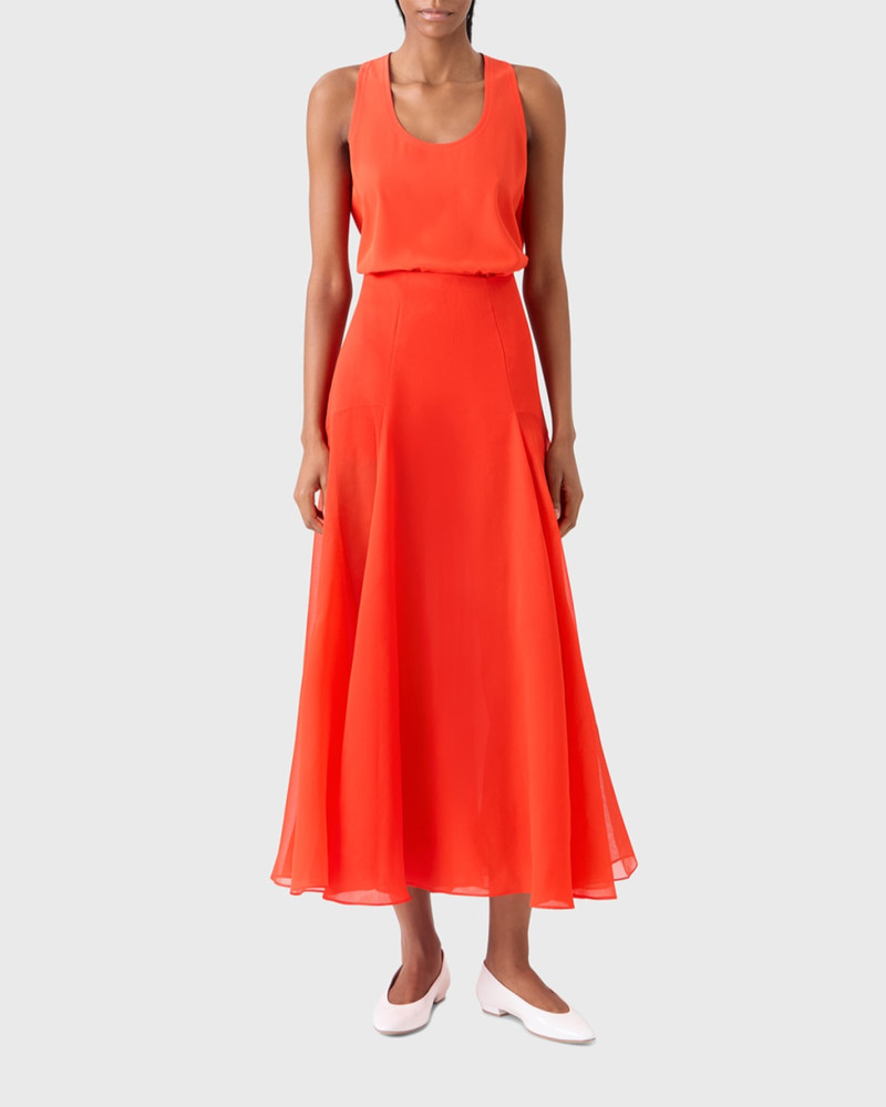 AKRIS Sheer Silk Organza Godet Midi Skirt outlook