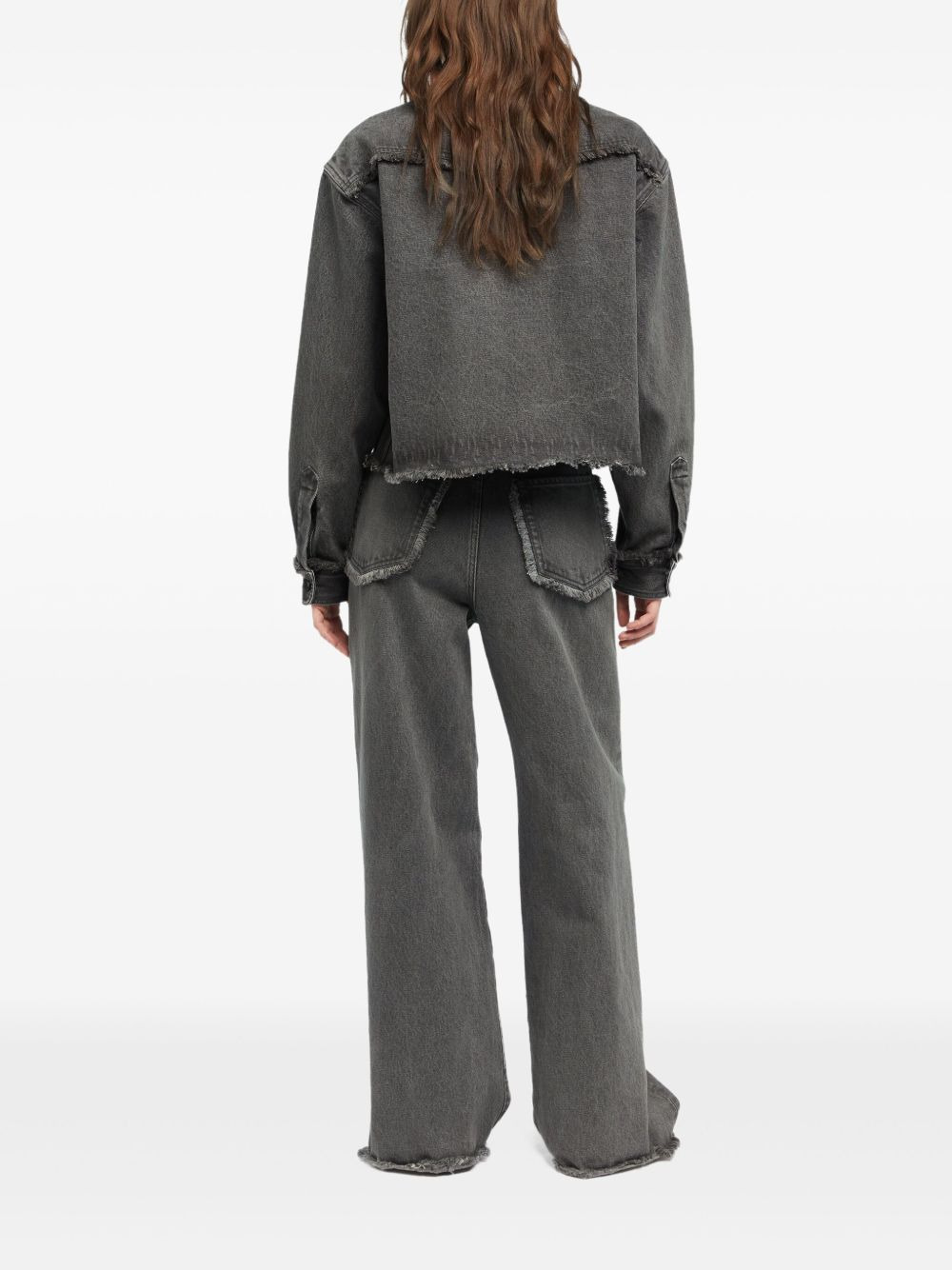 frayed-hem denim shirt - 4