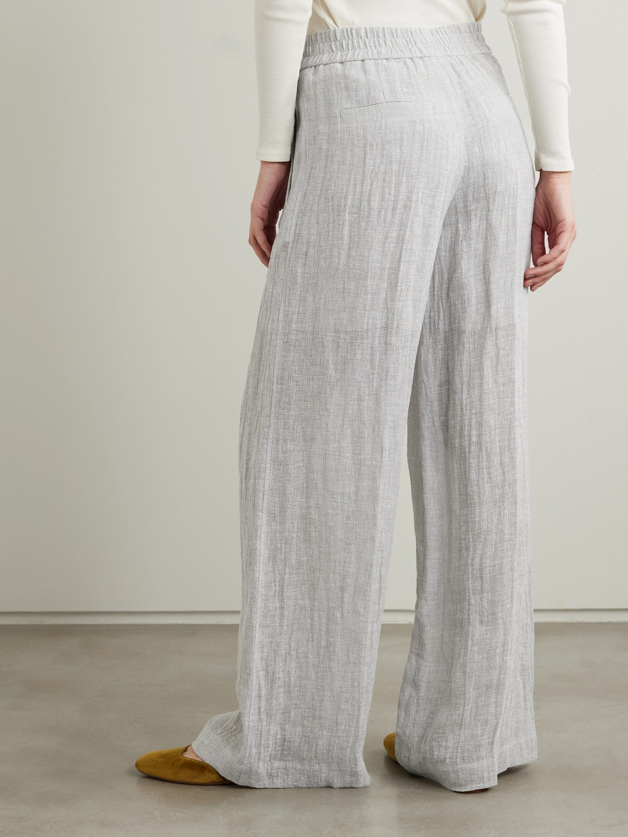 Crinkled Linen-blend Wide-leg Pants - 3