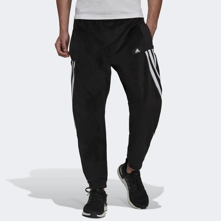 Men's adidas Bundle Feet Stripe Sports Pants/Trousers/Joggers Black H47893 - 2