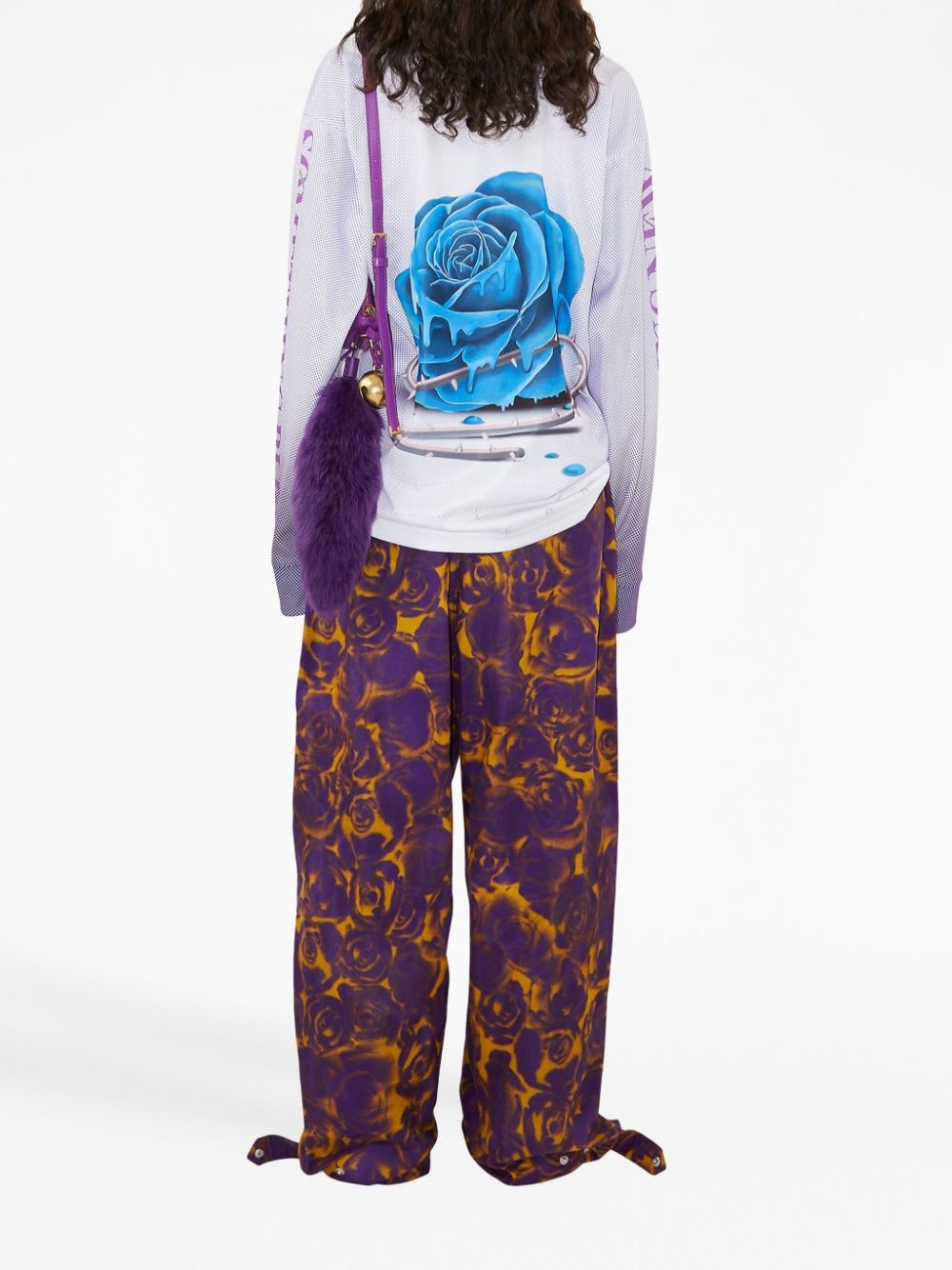 rose-print tapered trousers - 4