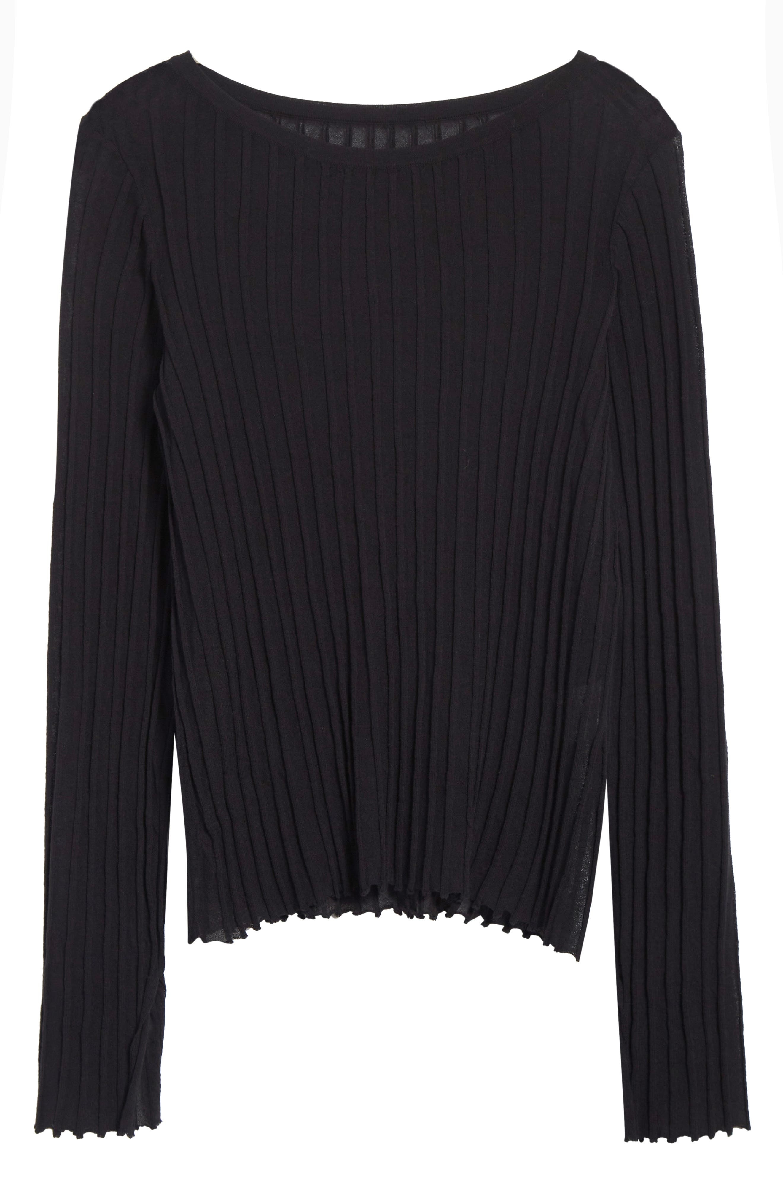LOULOU DE SAISON Mabille Rib Long Sleeve Top in Black at Nordstrom - 6