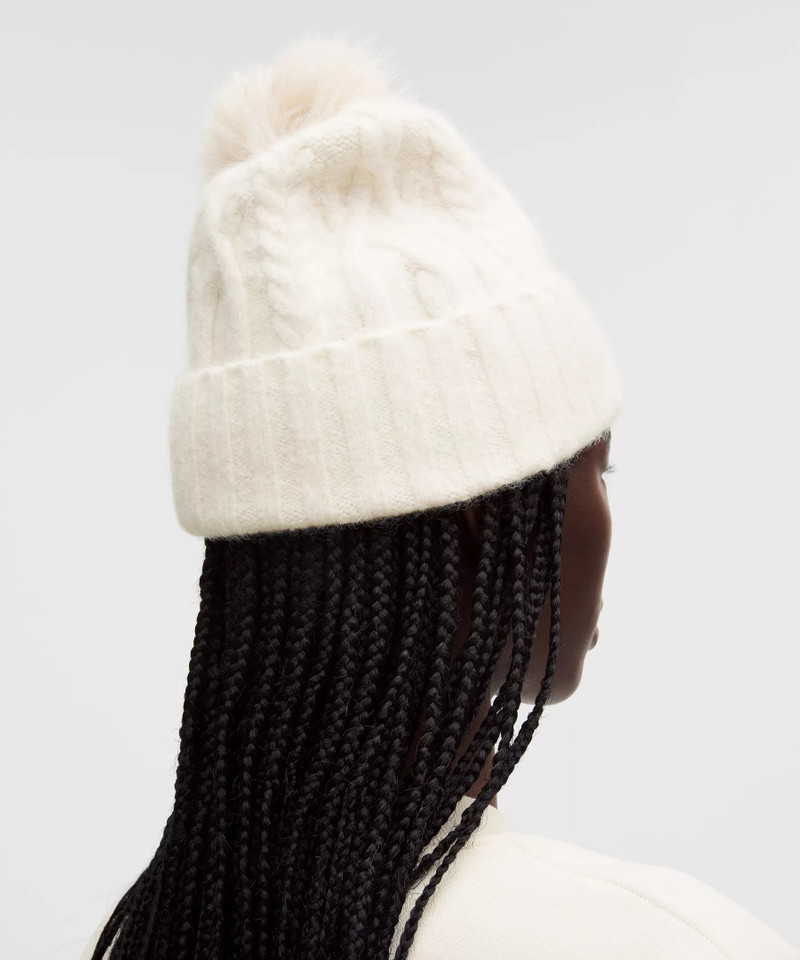 Women's Alpaca Wool-Blend Cable-Knit Pom Beanie 3