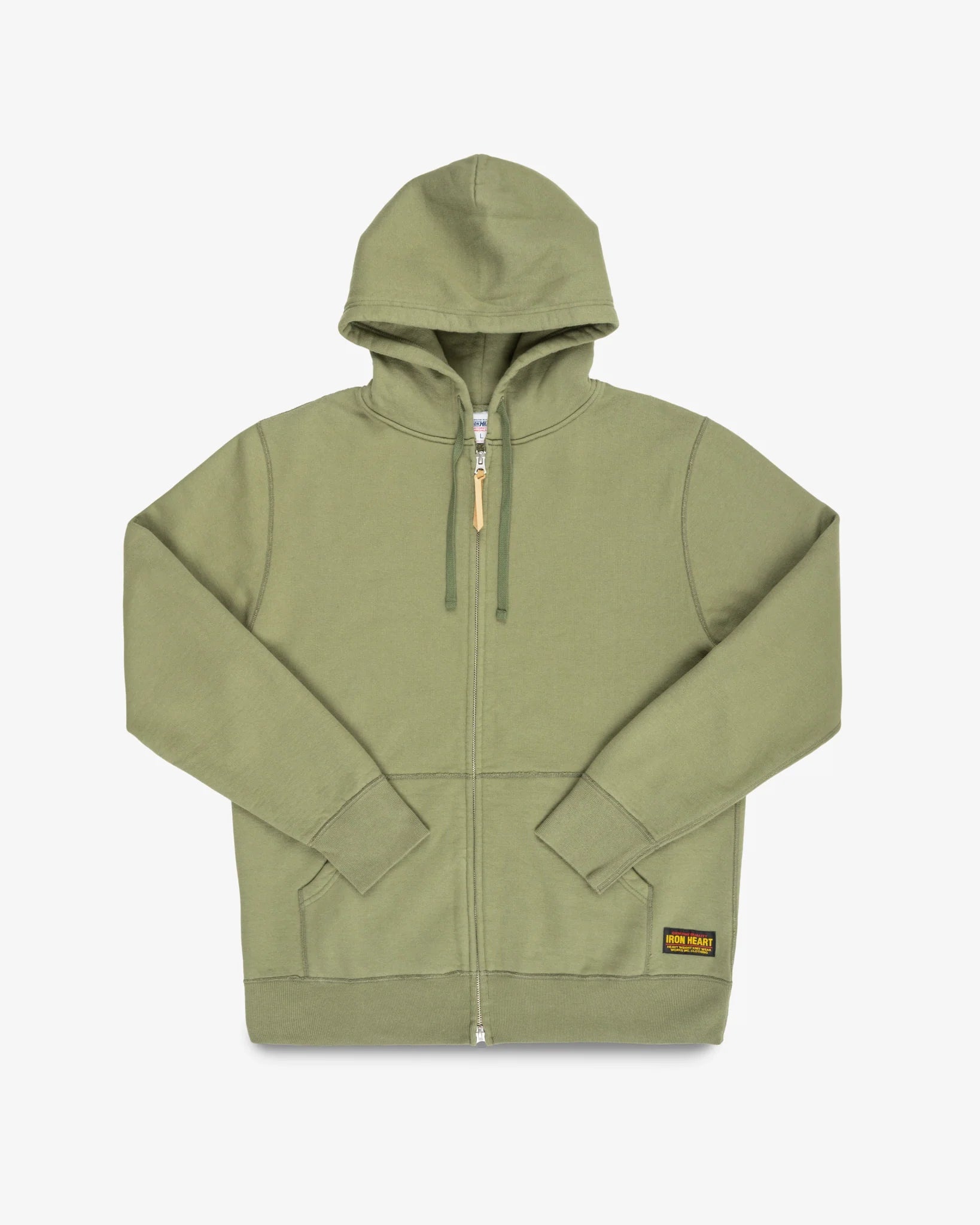 IHSW-10-OLV 14oz Ultra Heavy Loopwheel Cotton Zip Hoodie Olive - 1