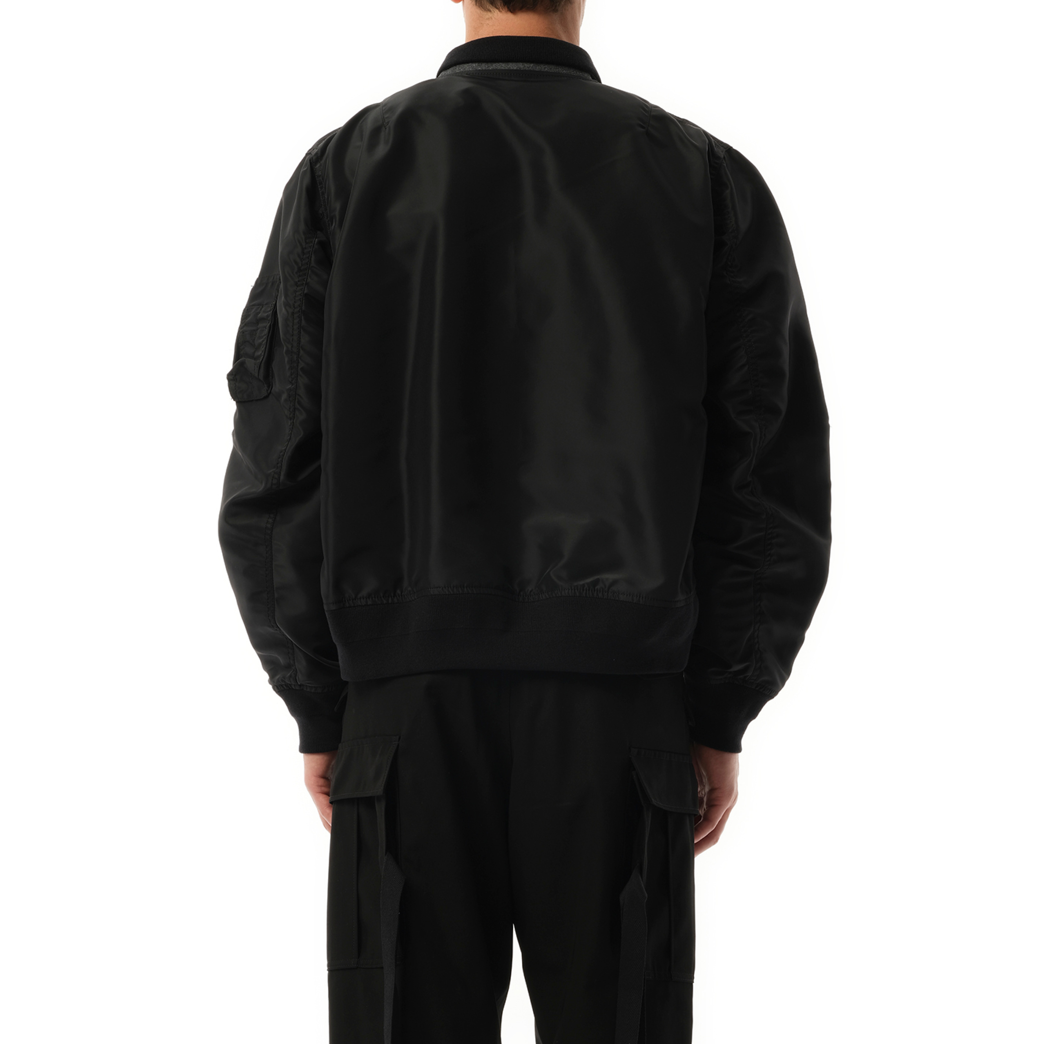 Nylon Twill Double Breasted Jacket in Black - 6