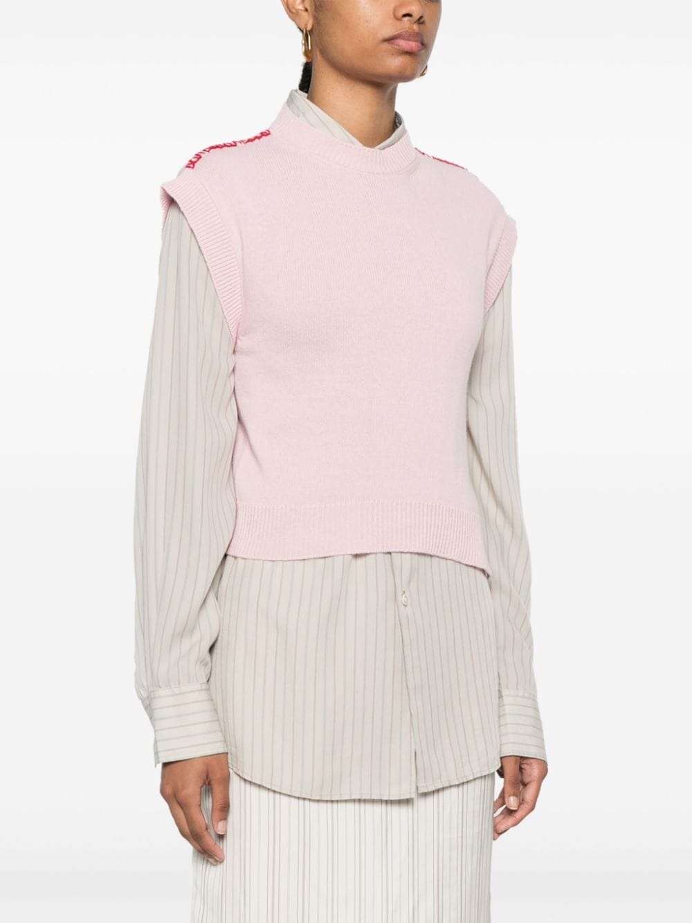 embroidered-logo knitted vest - 3
