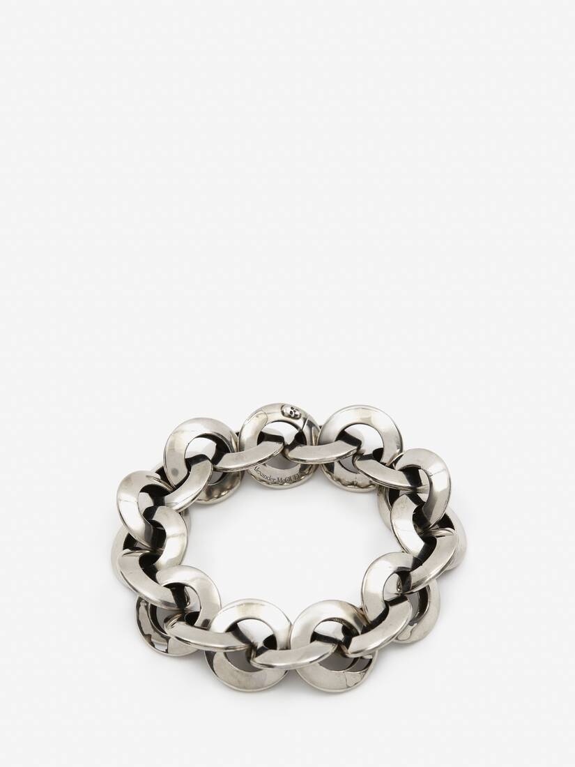 Men's Eyelet Chain Bracelet in Antique Silver - 1