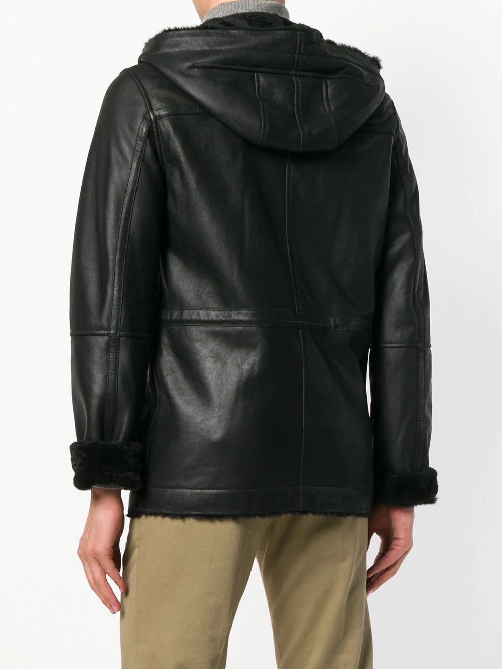 reversible hooded shearling jacket - 4