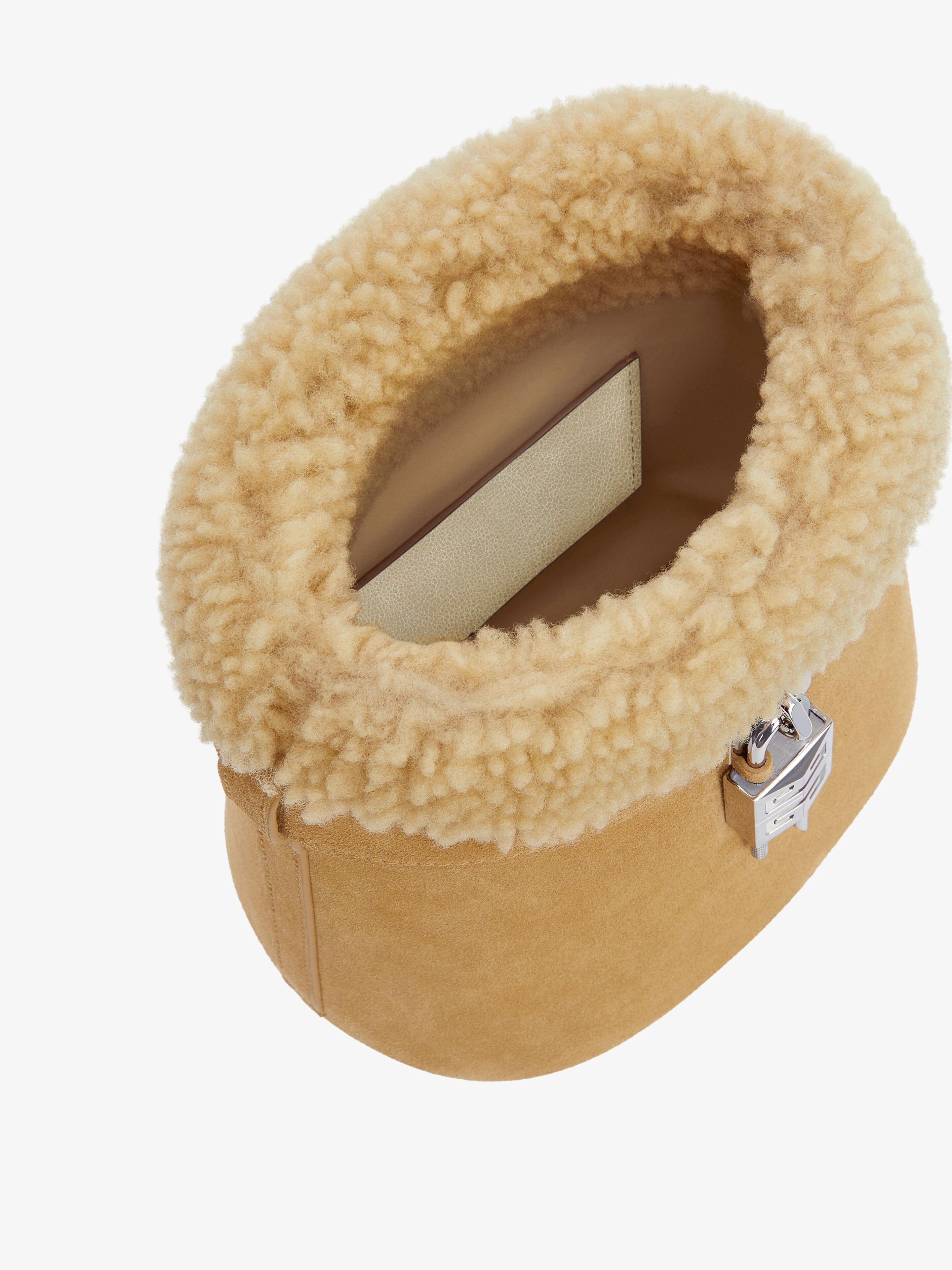 SHARK LOCK BUCKET BAG IN SUEDE AND SHEARLING - 6
