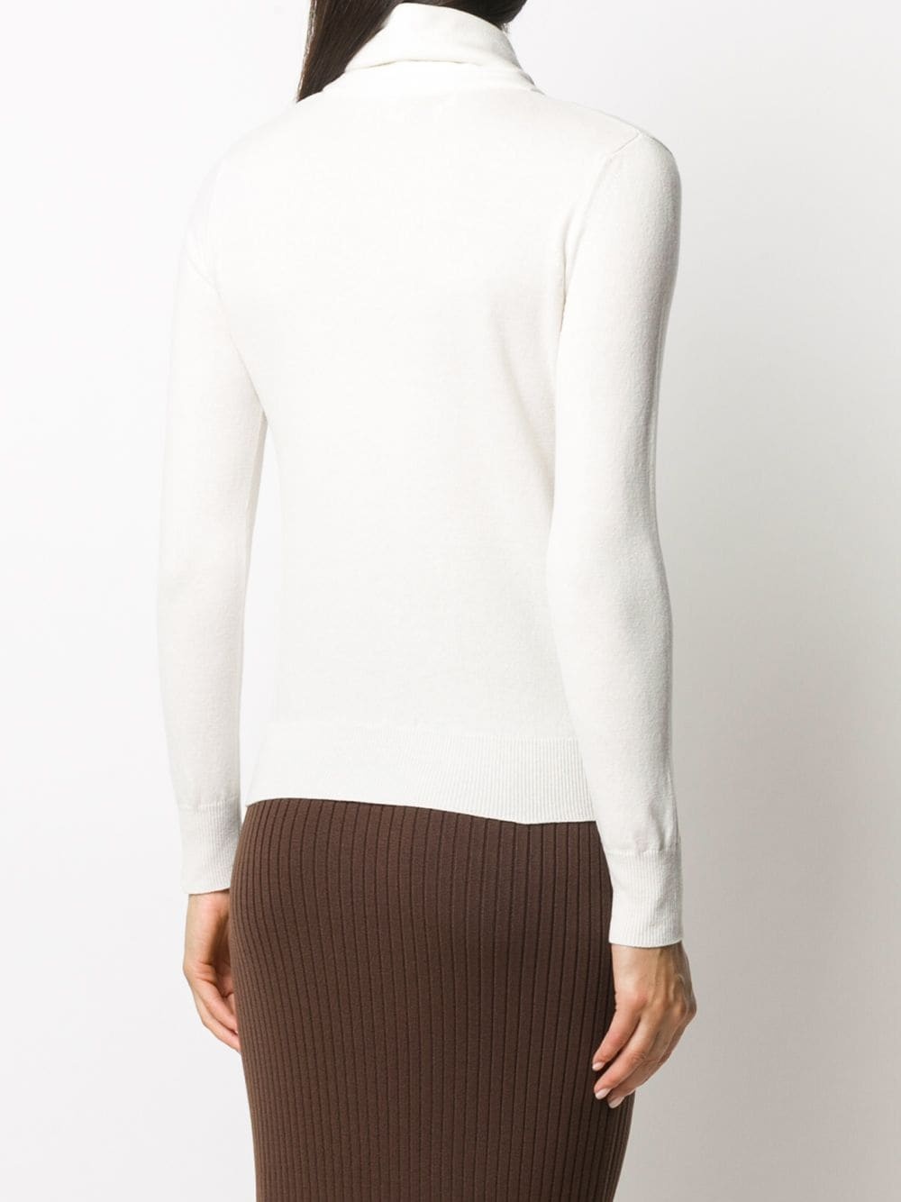 scarf-neck fine-knit jumper - 4