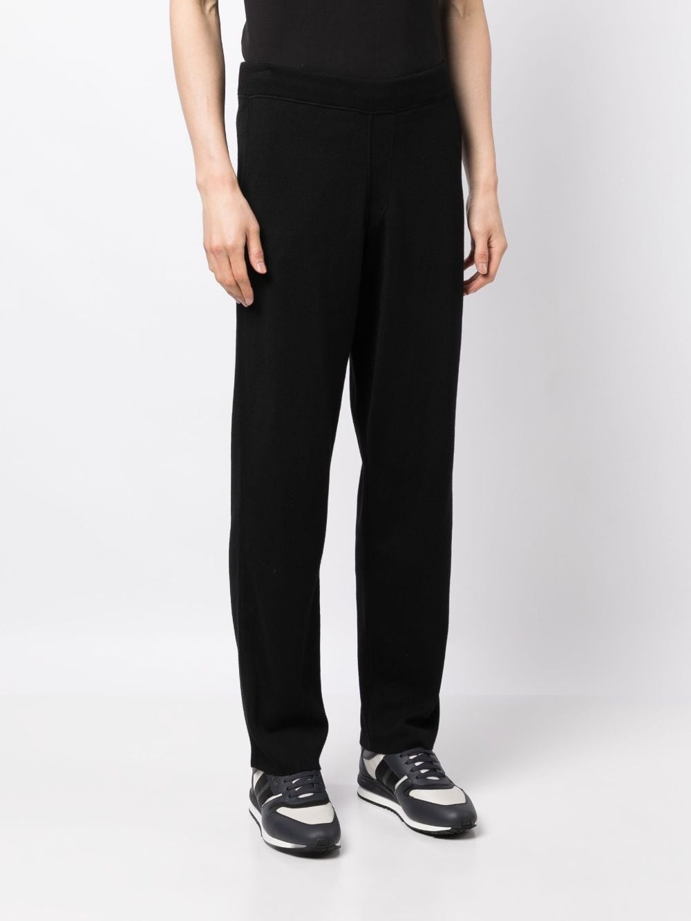 elasticated-waist cotton-cashmere blend trousers - 3