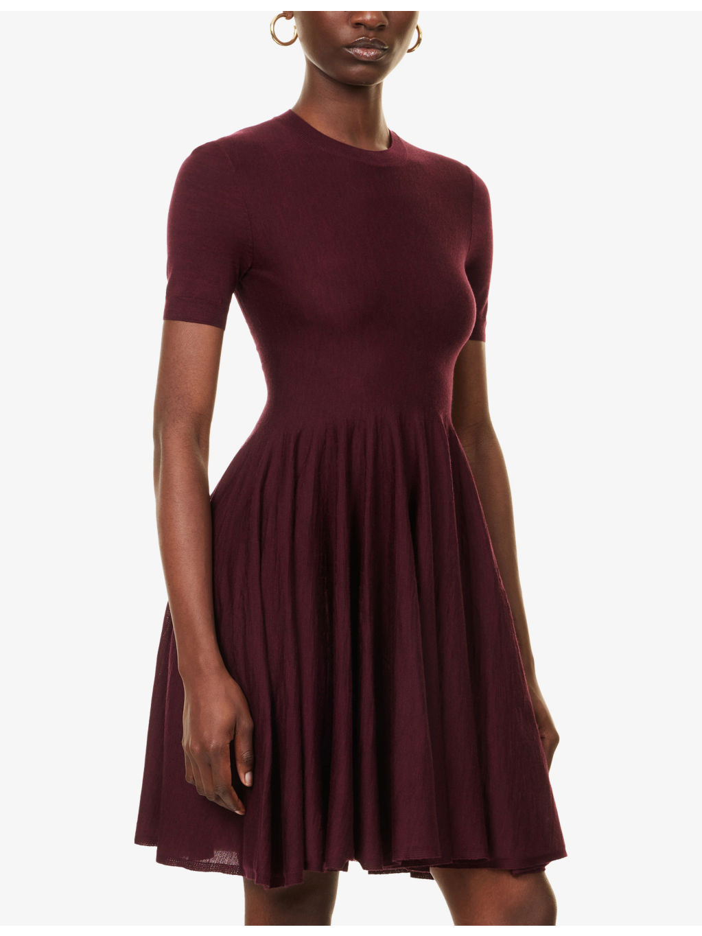Skater Flared Wool Mini Dress - 3