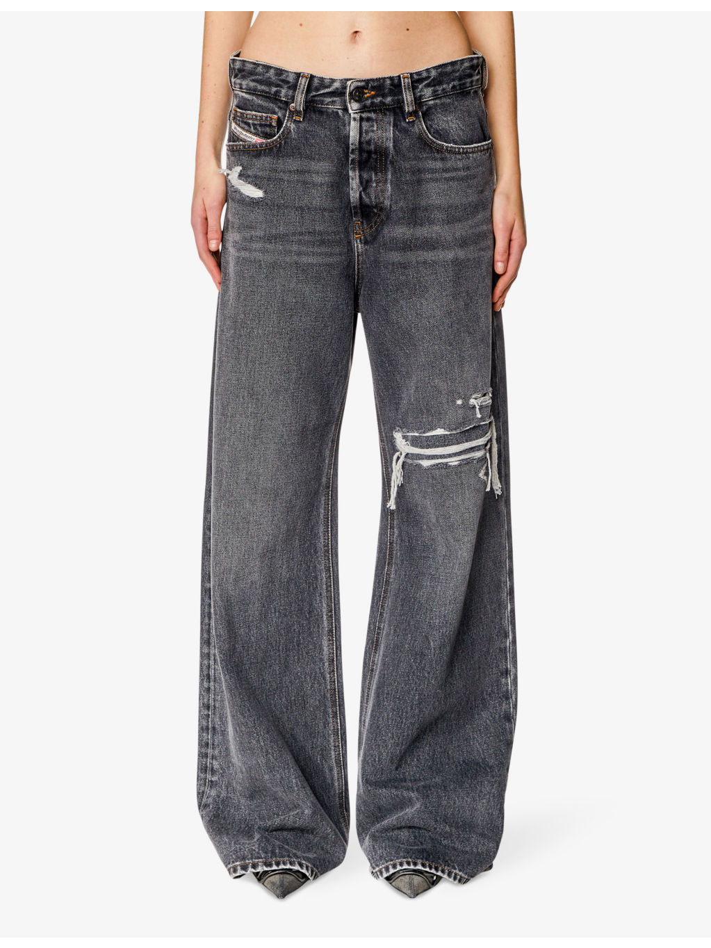 1996 D-Sire distressed wide-leg low-rise jeans - 3