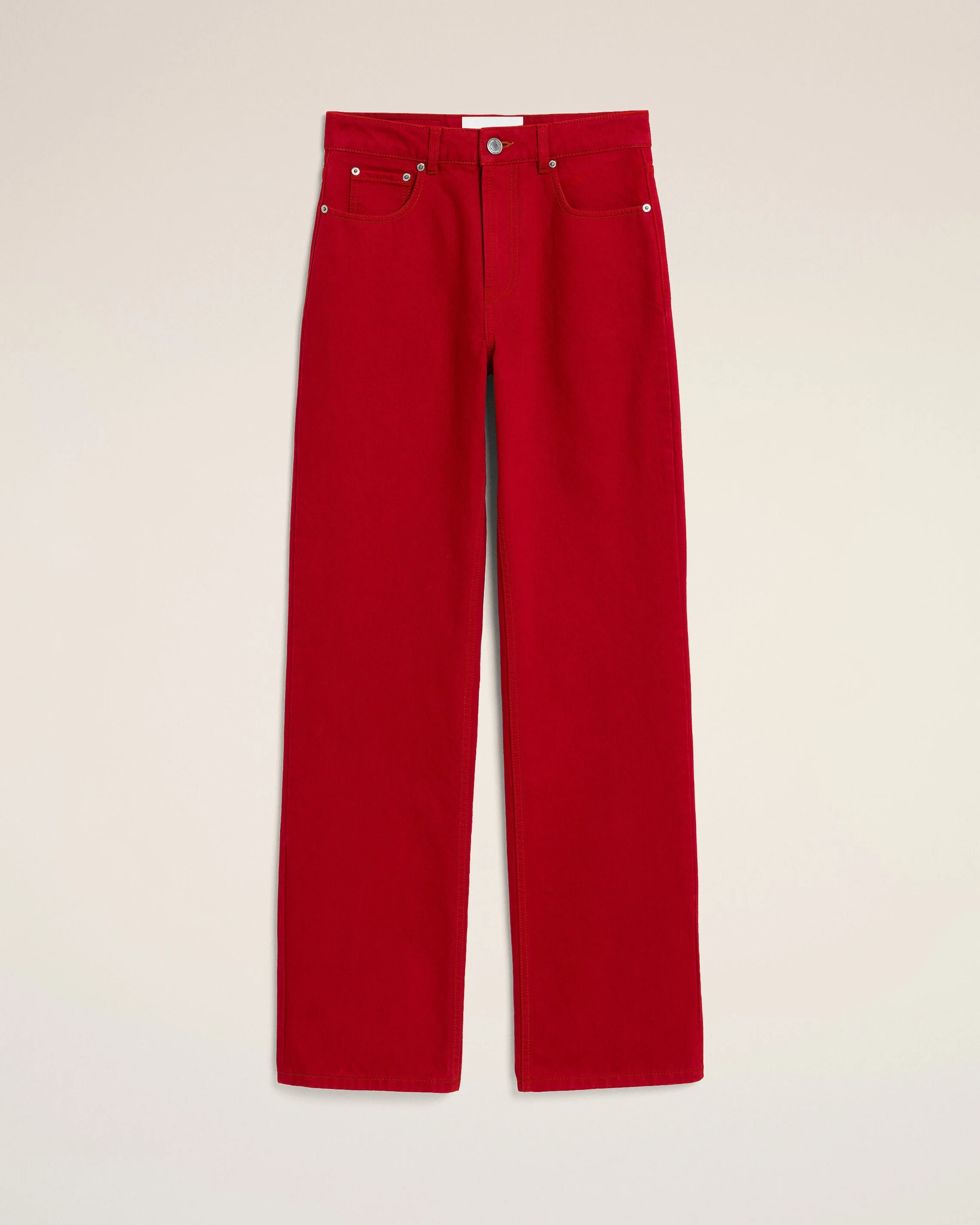 RED LARGE-FIT COTTON JEANS - 1