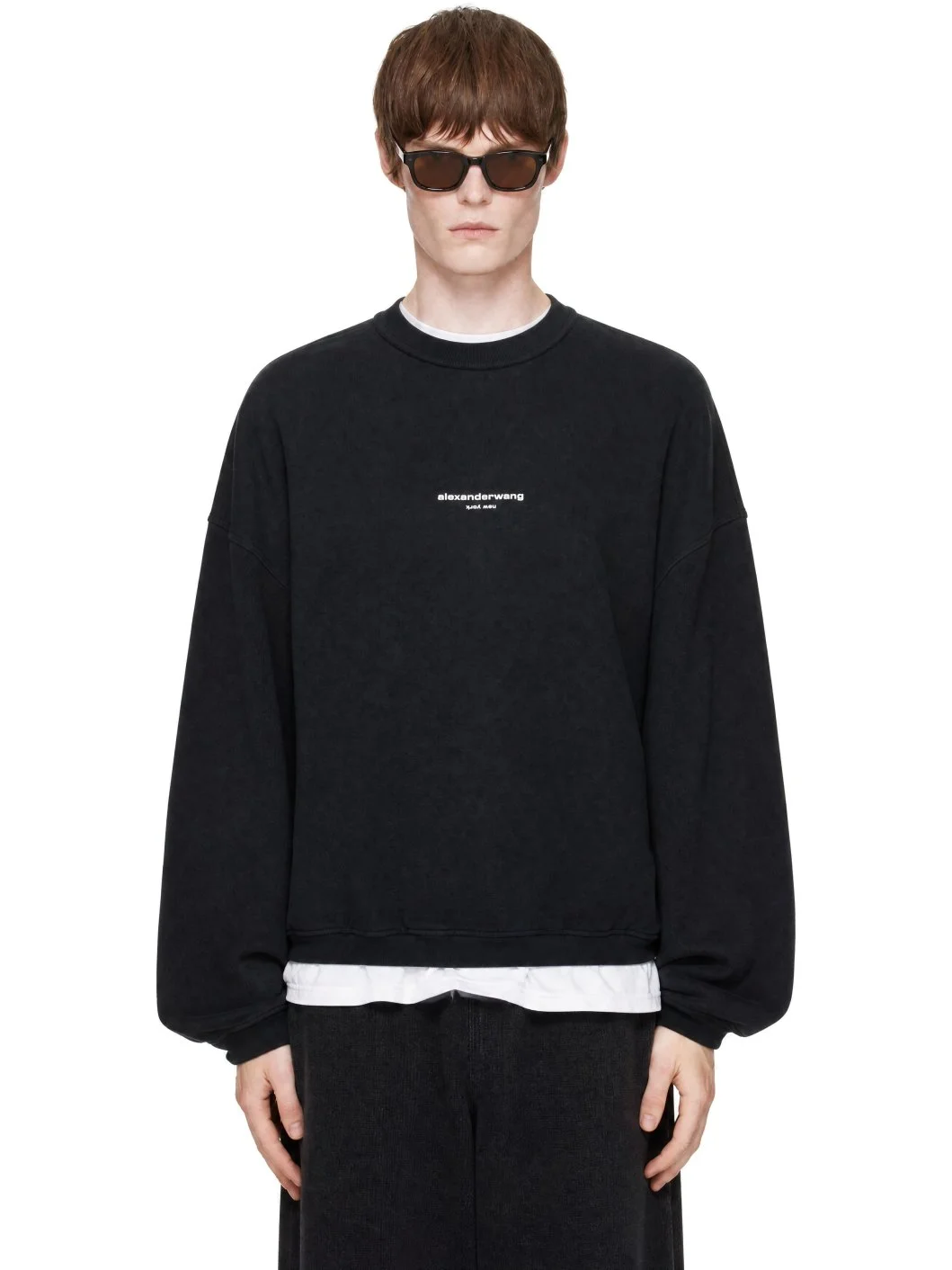 Black Oversized Logo Print Sweatshirt - 1