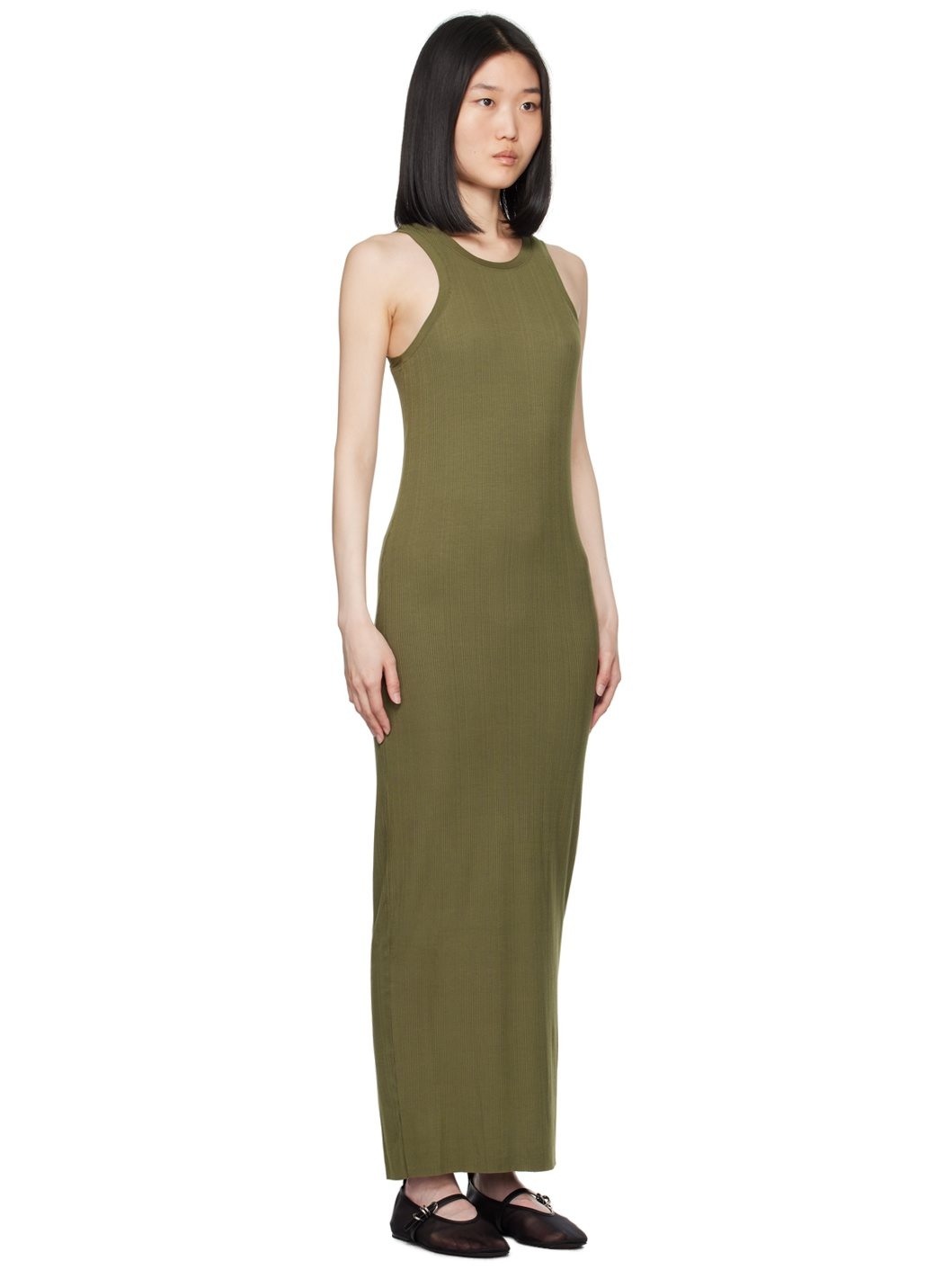Green Round Neck Maxi Dress - 2