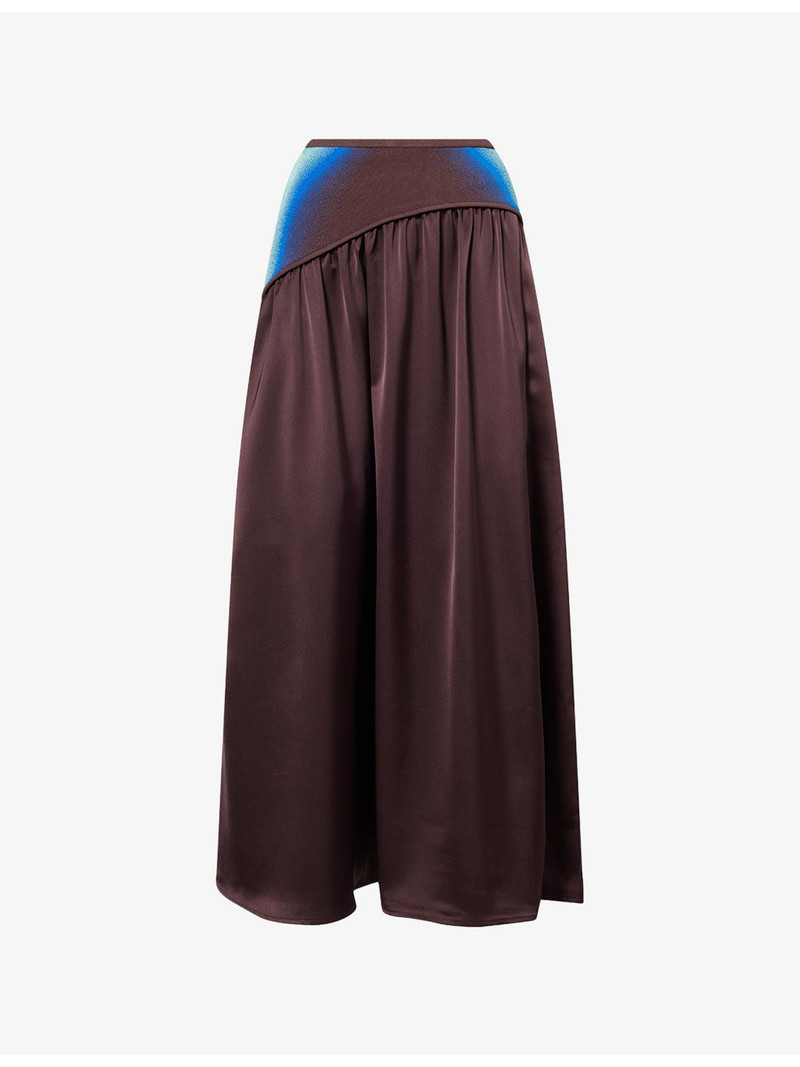 Ayu Asymmetric-Waistband Woven Maxi Skirt 1