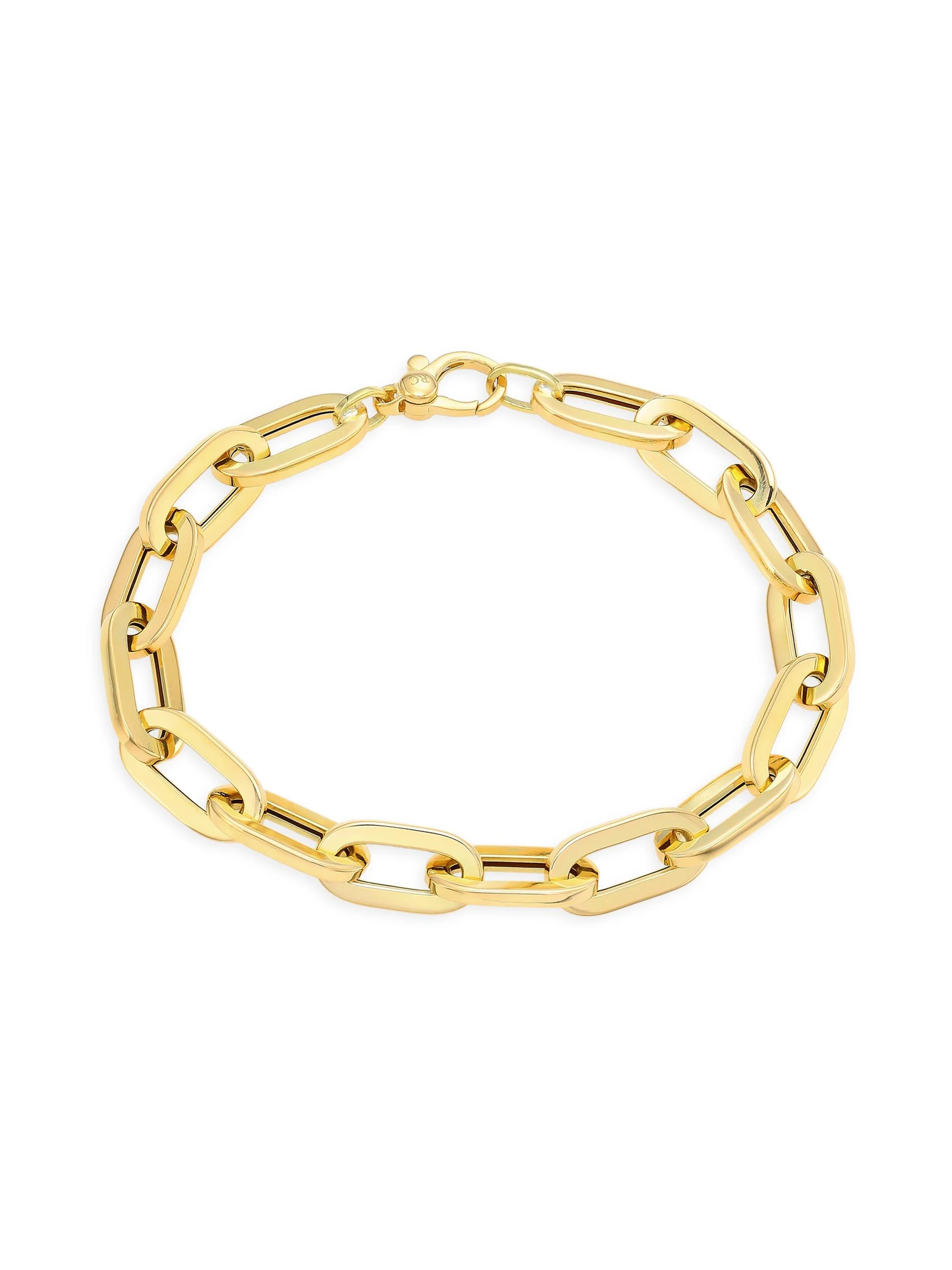 Women's 18K Yellow Gold Flat Oval-Link Chain Bracelet/7" - Yellow Gold - 1
