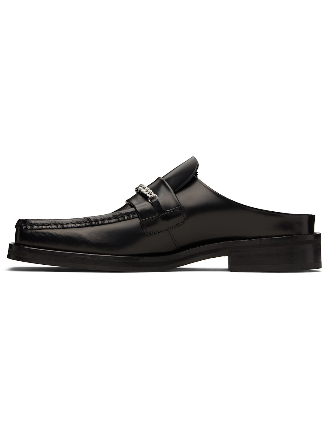 Black Square Toe Mules - 3