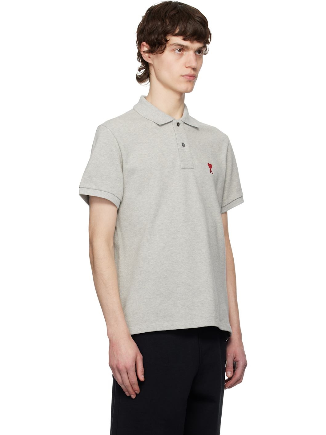Gray Cotton Ami de Coeur Polo - 2