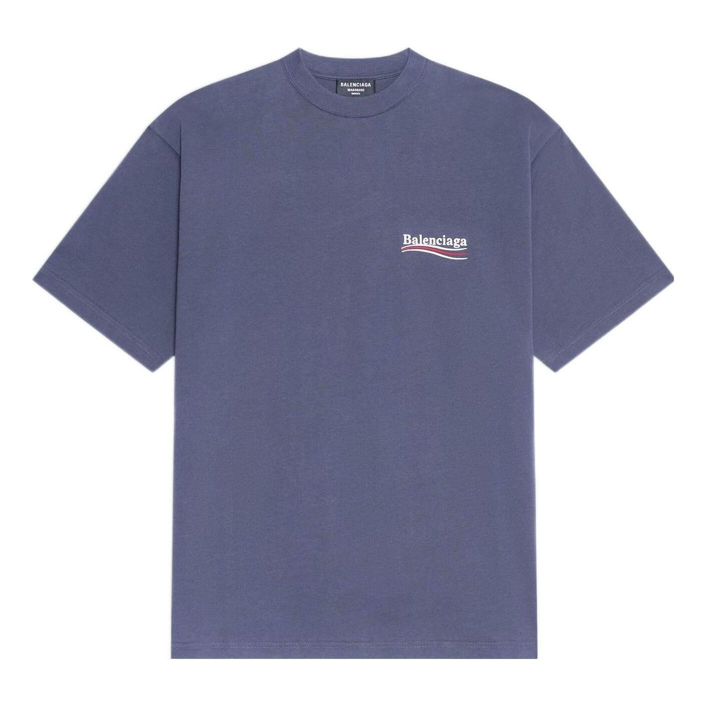 【関税・送料込み】BALENCIAGA DARK GREY COTTON T-SHIRT Balenciaga Charcoal Grey Logo Embroidered Cotton Knit
