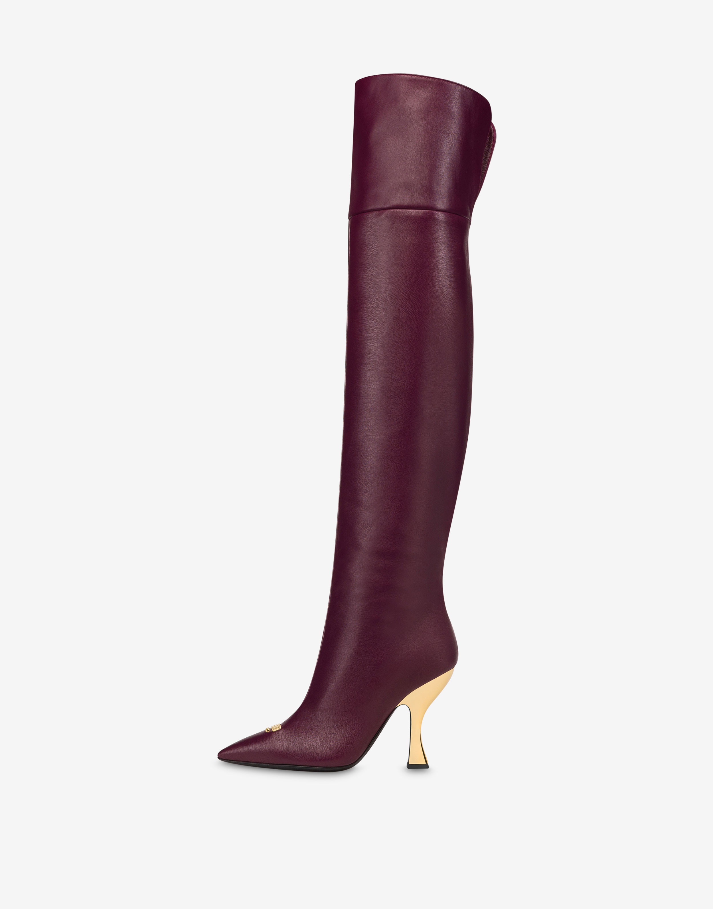 METAL LOGO NAPPA LEATHER OVER-THE-KNEE BOOTS - 2