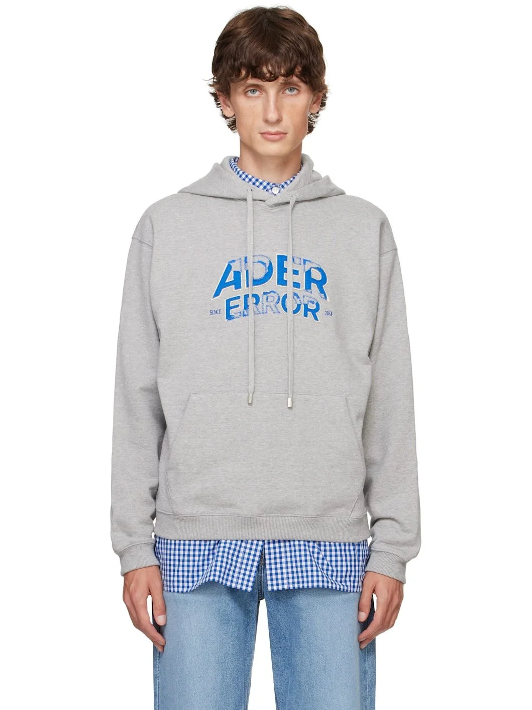 Gray Embroidered-Logo Hoodie - 1