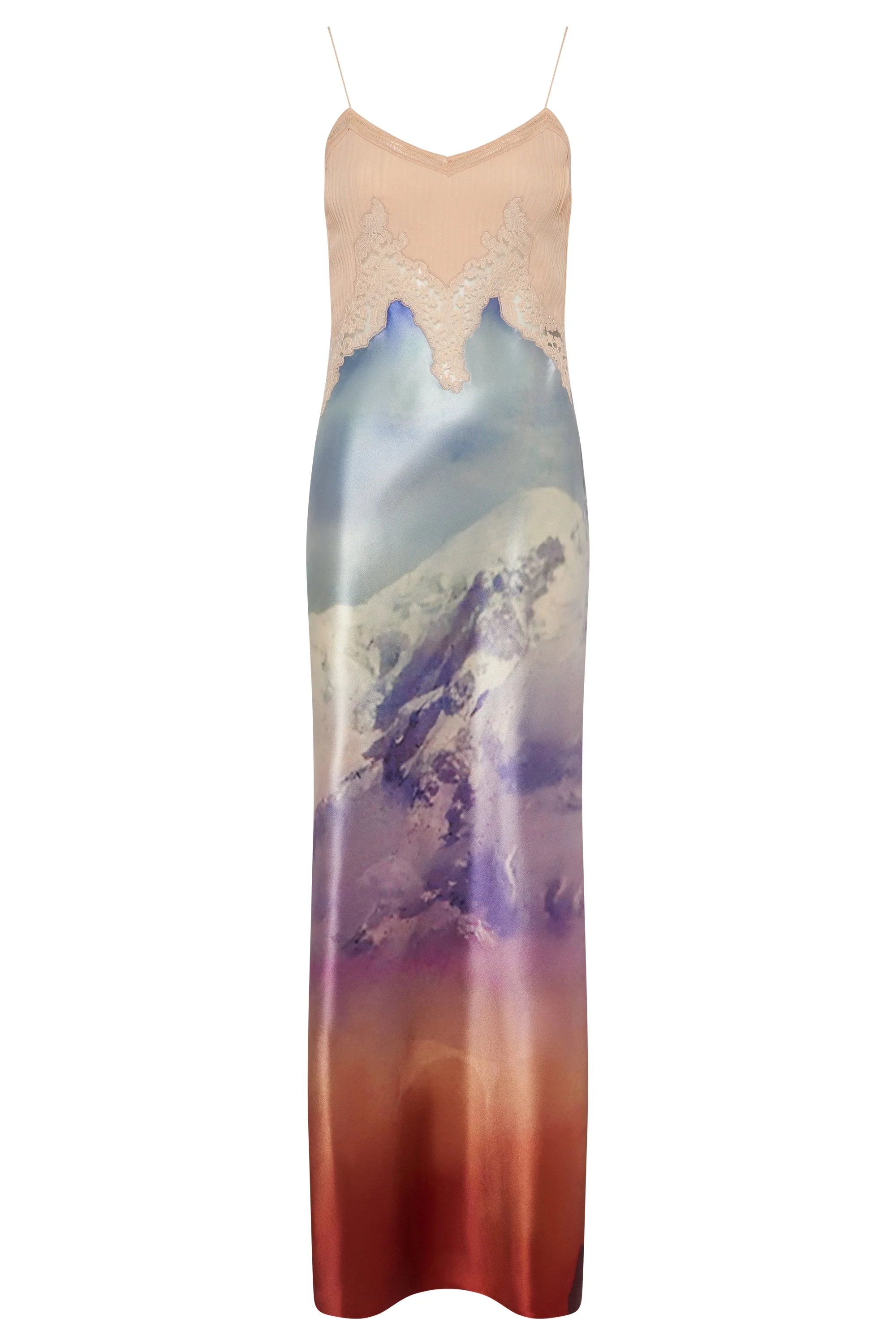 Adolphine Slip Maxi Dress in Mountain Printed Satin Silk Twill - 1