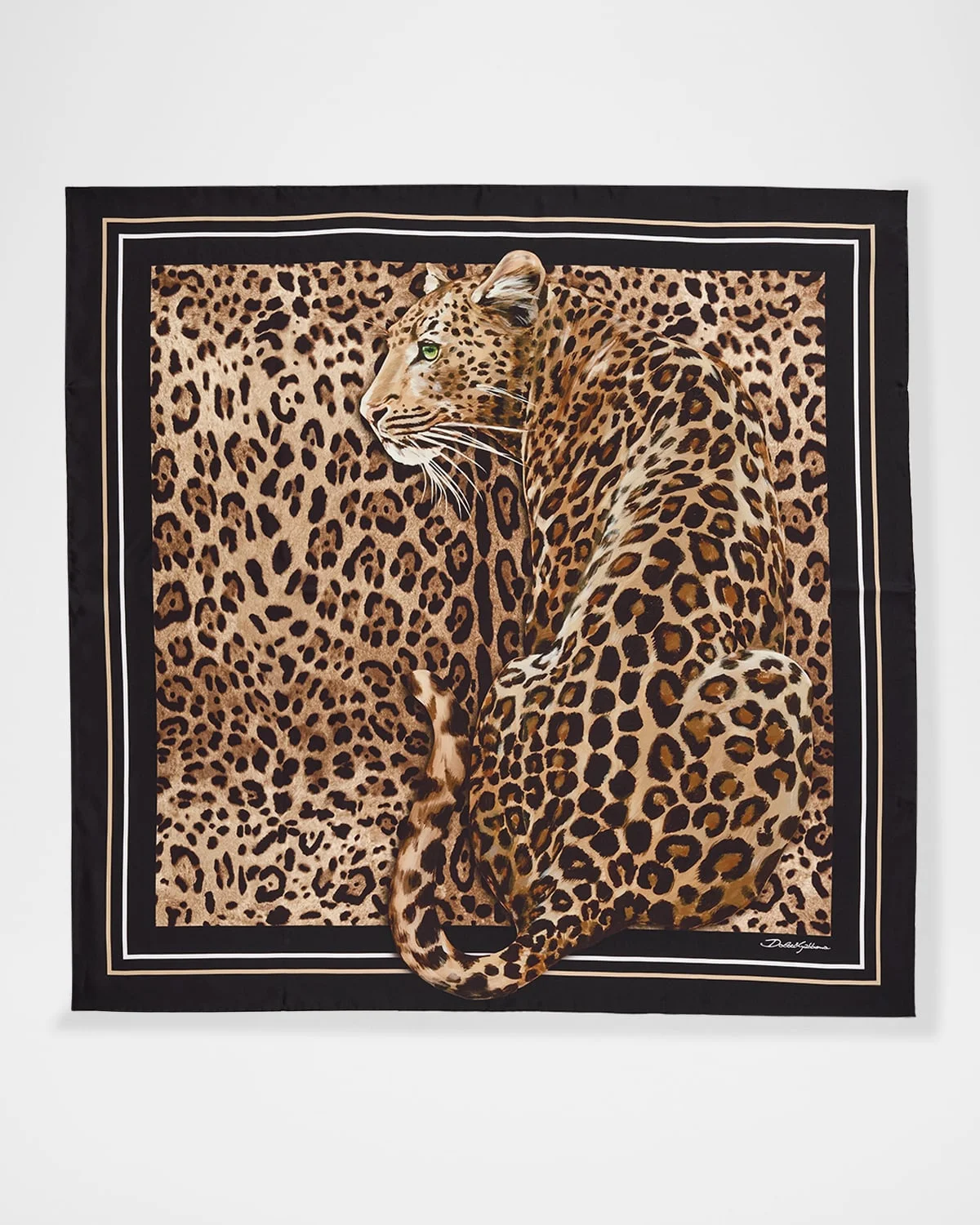 Leopard-Print Silk Twill Foulard Scarf - 1