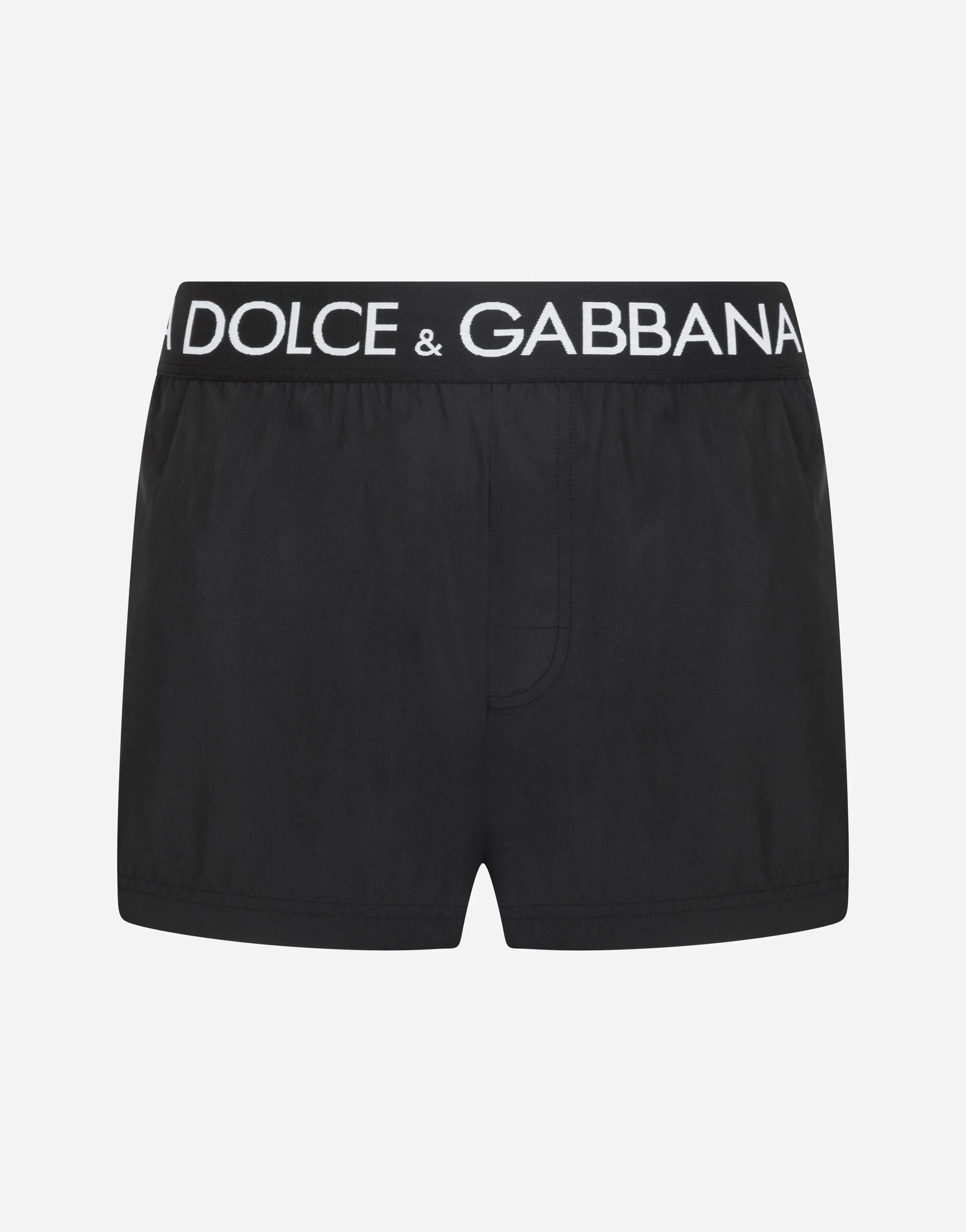 Short swim trunks with branded stretch waistband - 1