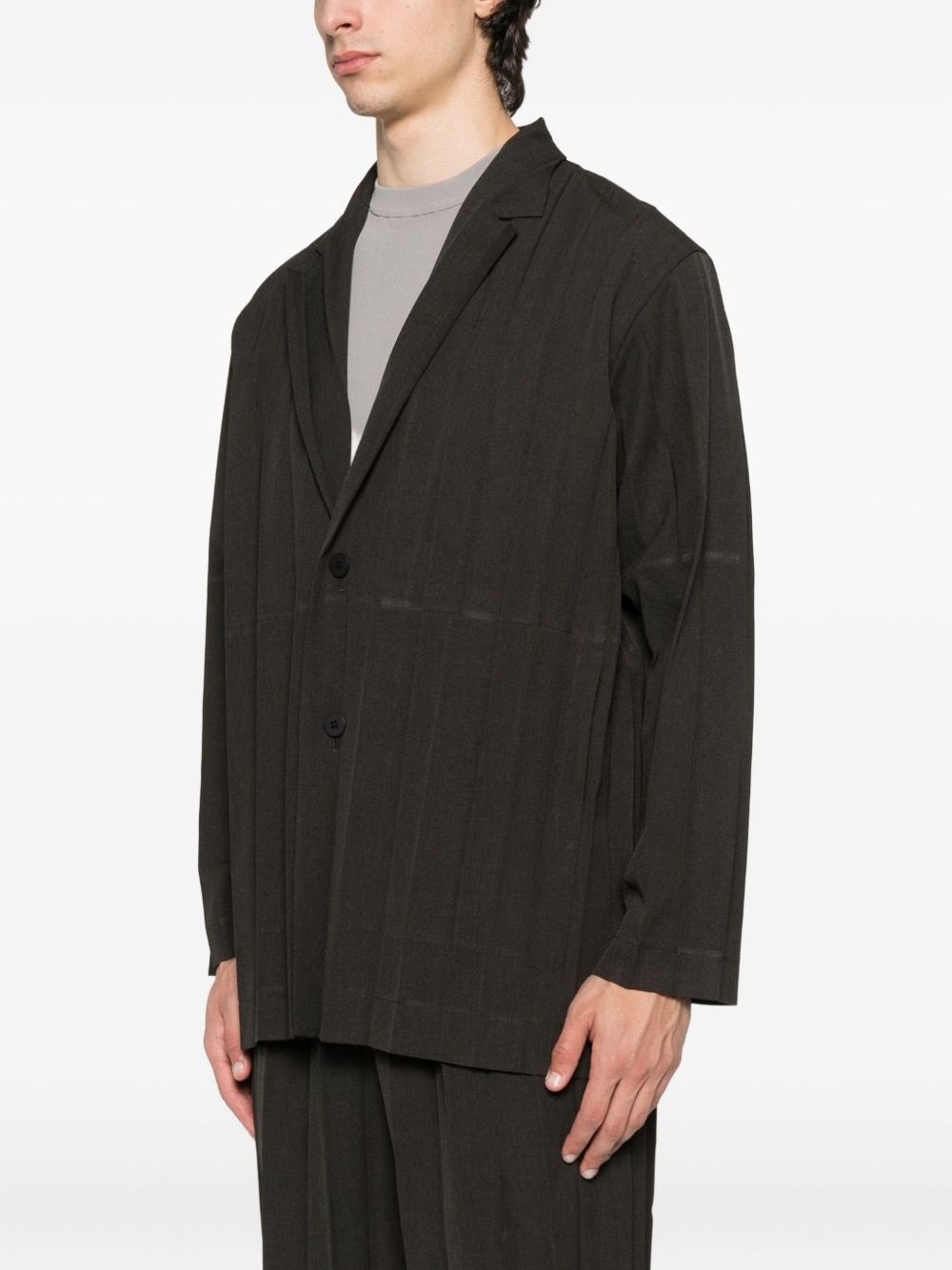 pleated single-breasted blazer - 3