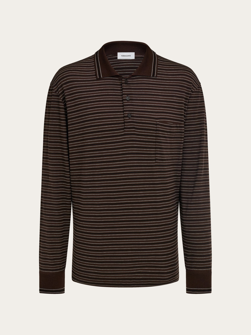 Long sleeve striped polo shirt 1