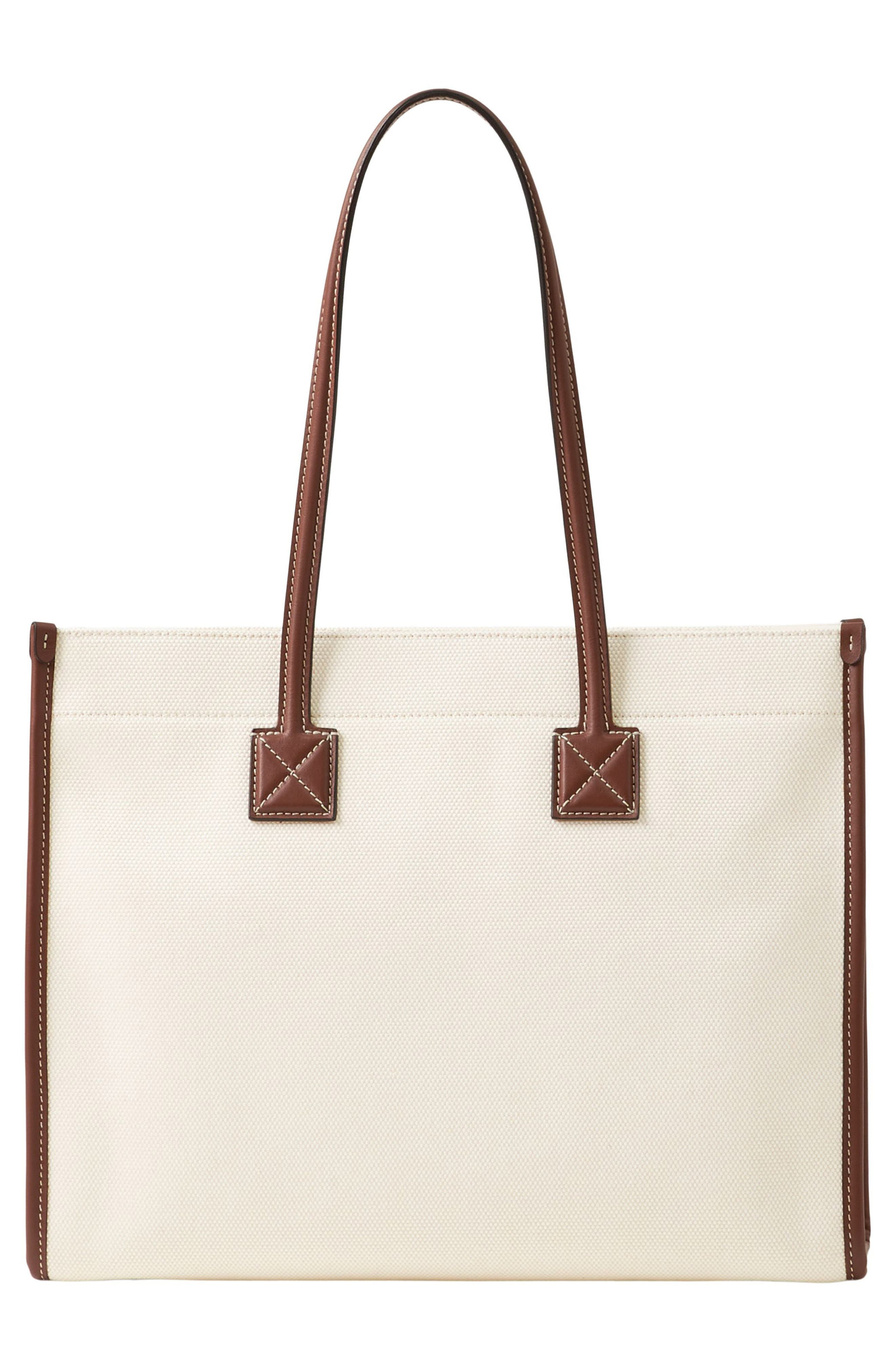 burberry Medium Towner Horseferry Print Canvas & Leather Tote in Natural/Tan at Nordstrom - 4