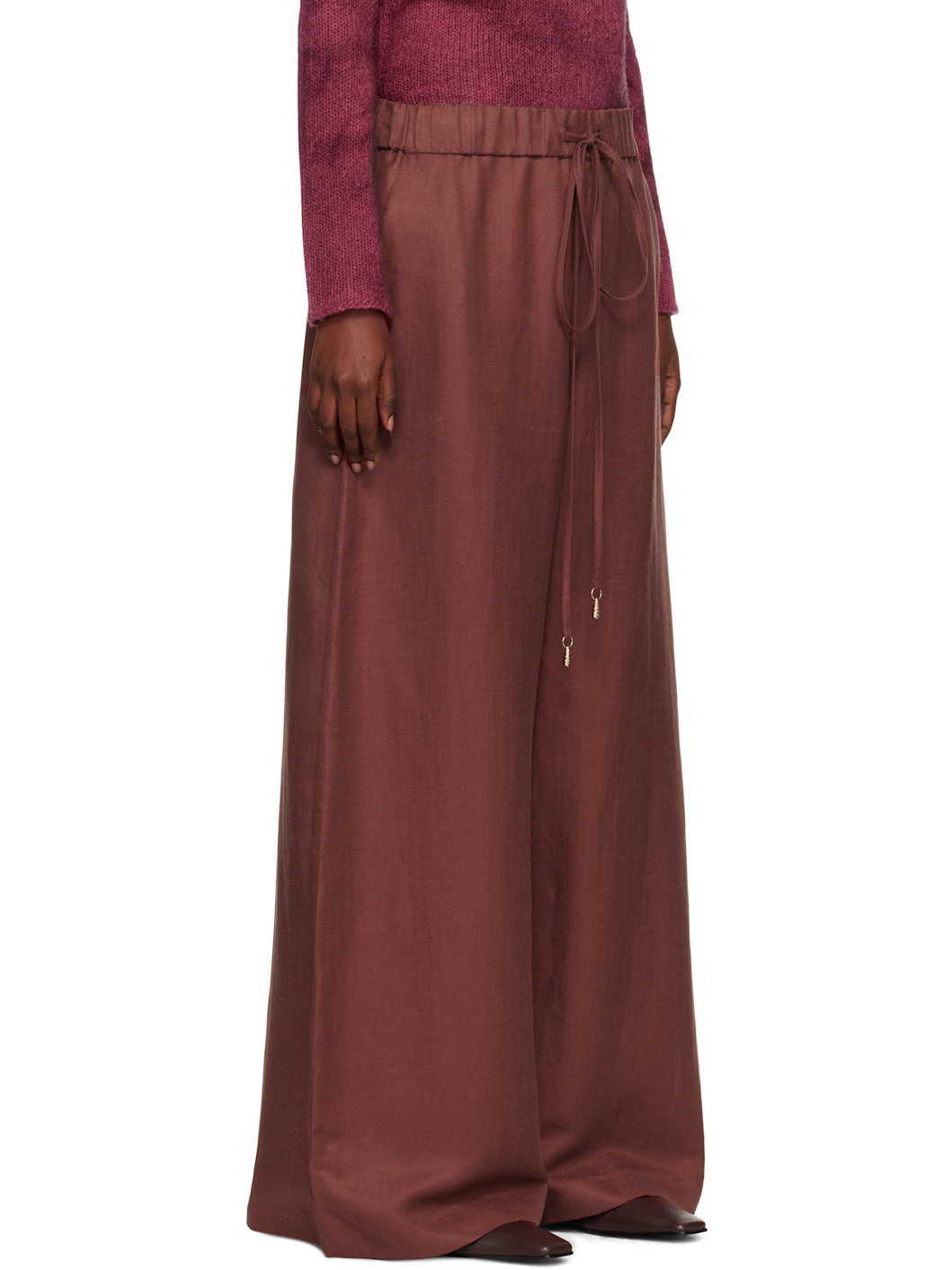 Burgundy Gelos Wide-Leg Trousers - 2