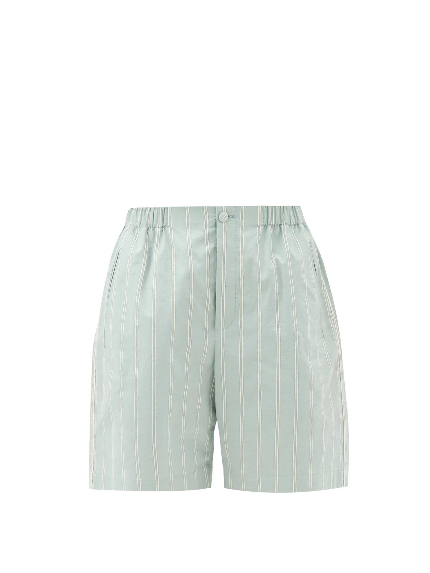 Pinstriped high-rise cotton-poplin shorts - 1