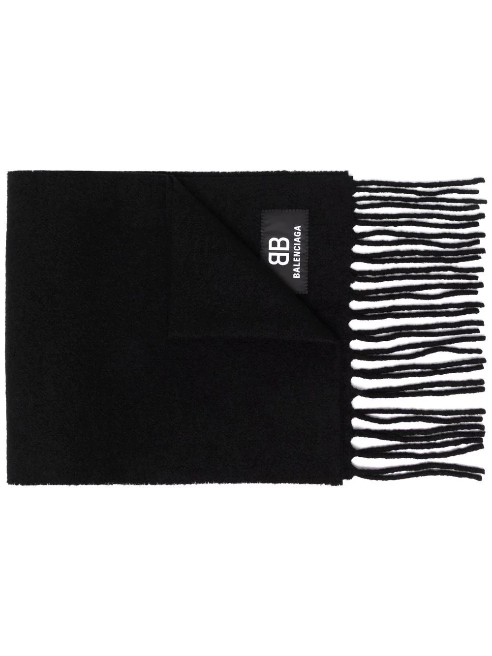 logo patch fringed scarf - 1