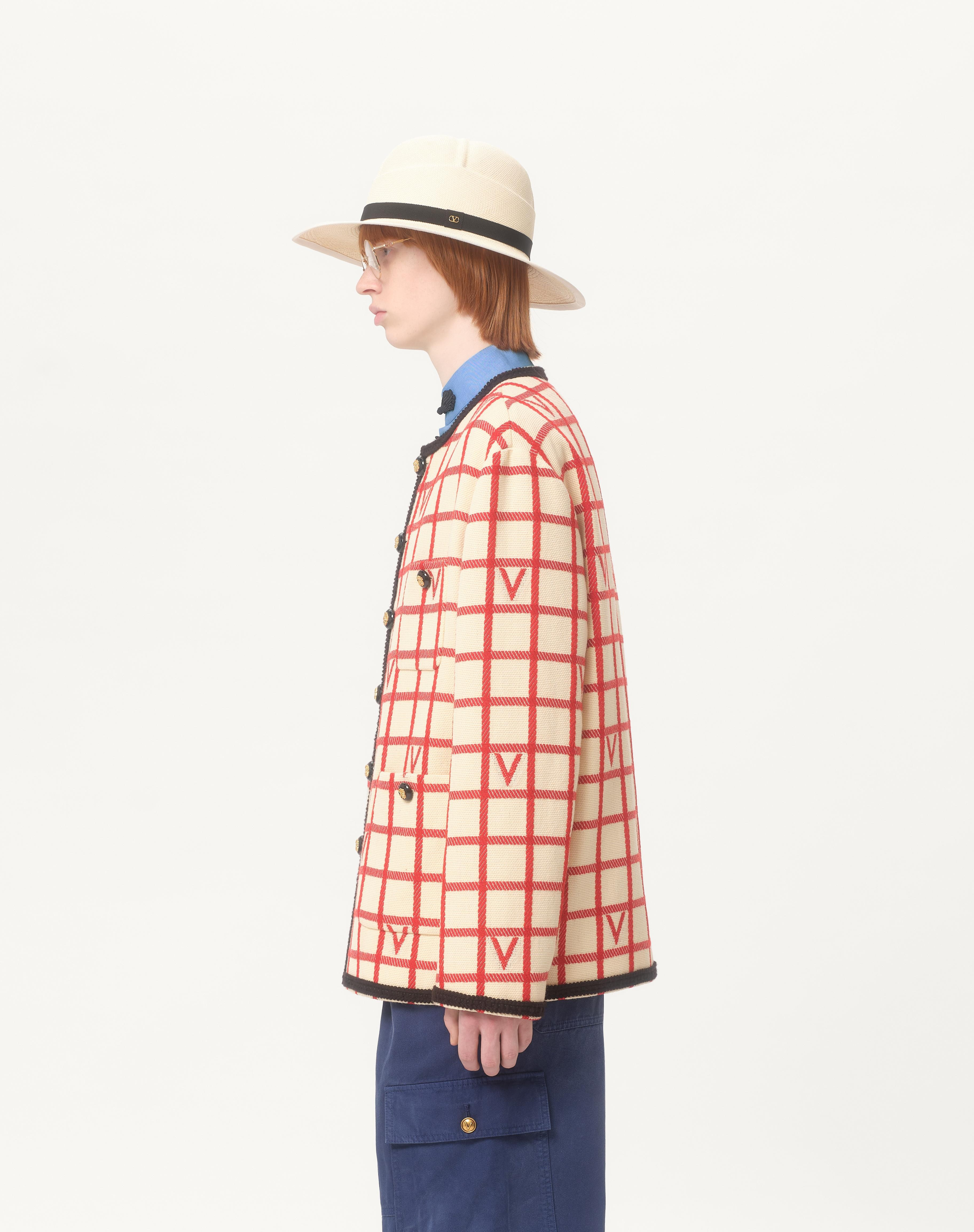 WOOL BLEND JACKET WITH V CHECK PATTERN - 5